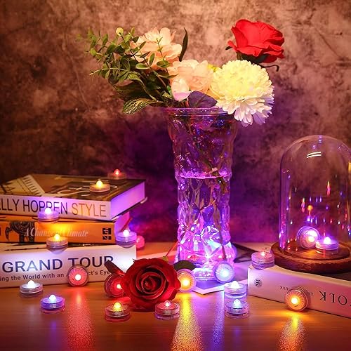 Miniatura 37 de Luces LED sumergibles azules, mini luces de té impermeables, luces LED de 100 horas, luces subacuáticas para decoración de farol, Halloween