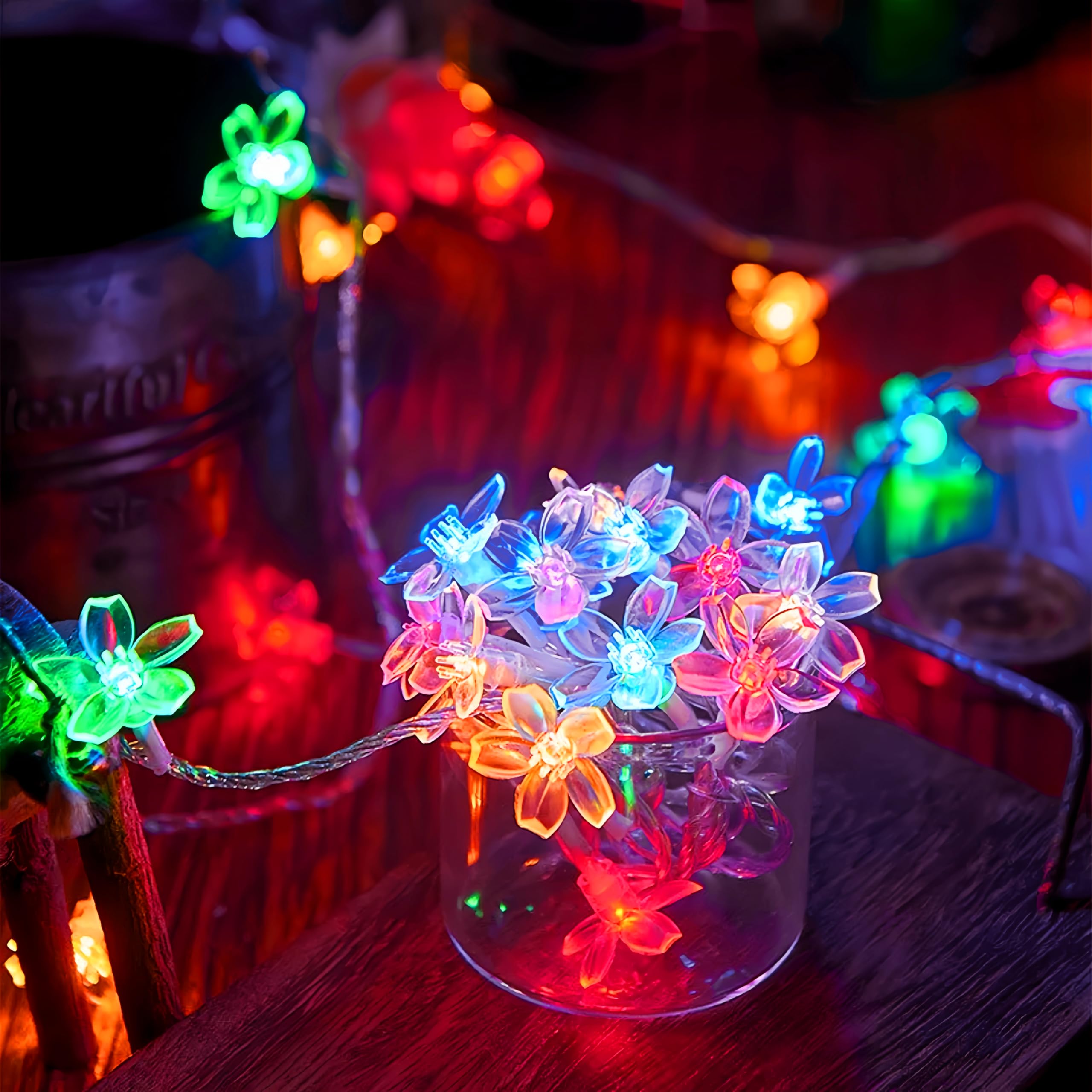 HHMTAKA Flower Fairy String Lights 6M Cherry Blossom Lights with 40 LED USB String Lights Spring Decoration for Indoors,Bedroom,Christmas Décor (Multicolour)