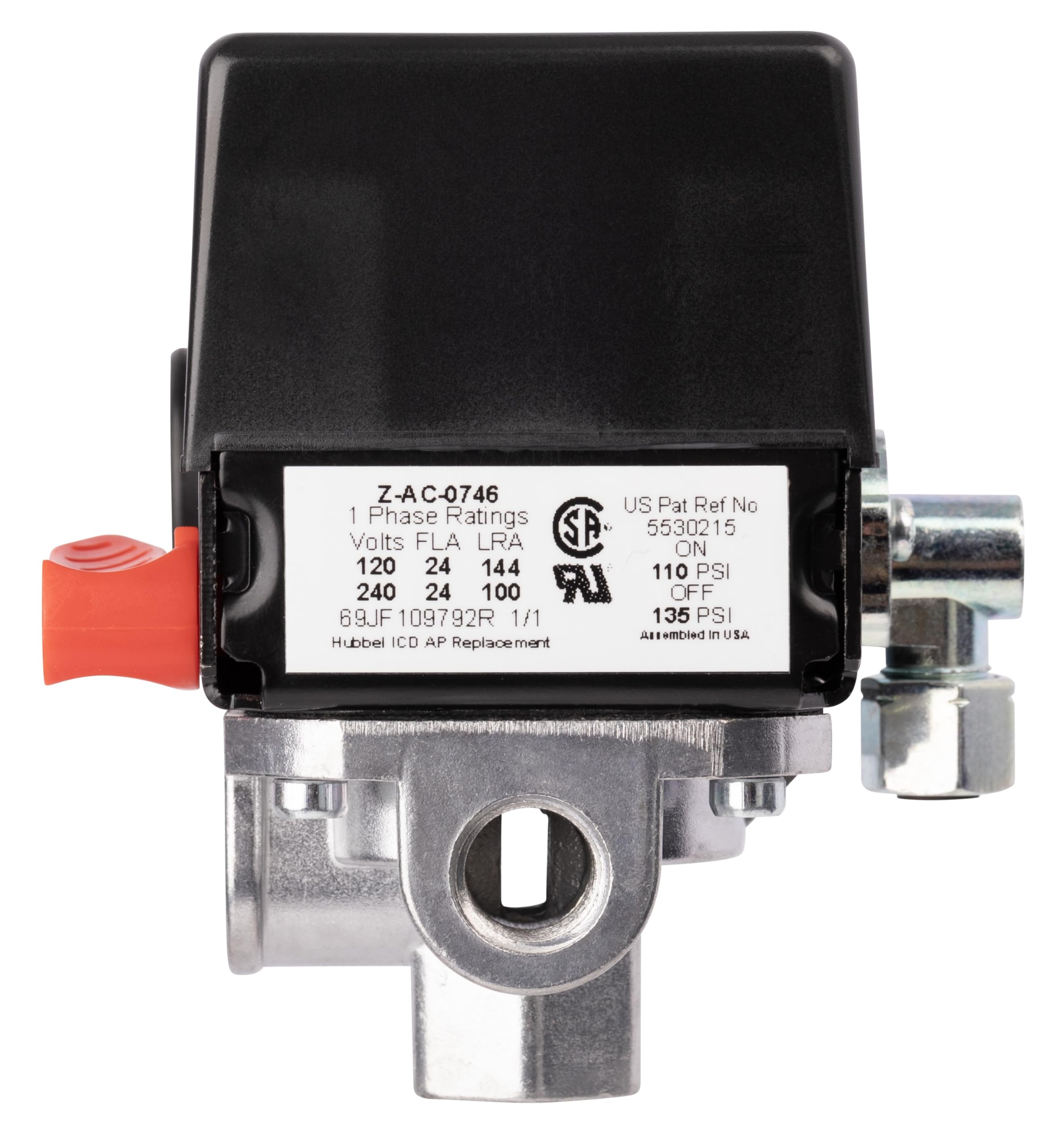 Amazon.com: Z-AC-0746 Pressure Switch 4-Port 110-135 PSI 2-Pole