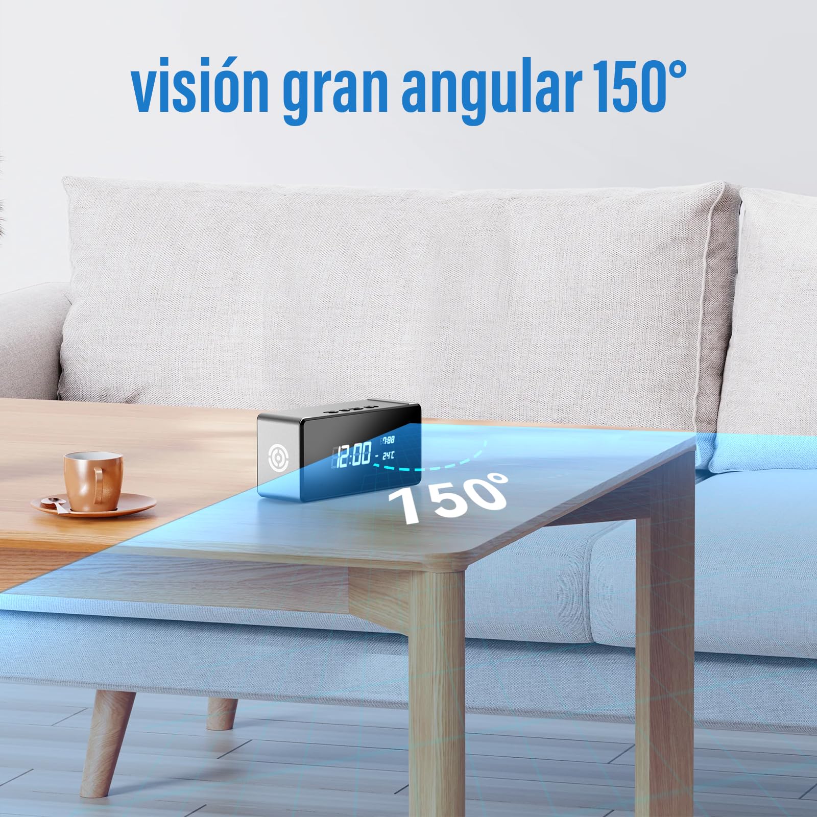 Mini Camara Espia Oculta, Camara Vigilancia WiFi Interior 4K Ultra HD, Lente Gran Angular de 150°, Transmisión en Tiempo Real, con Detección de Movimiento, App Móvil