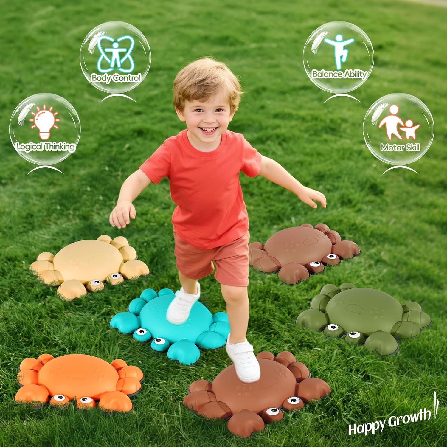 TOPNEW Stepping Stones for Kids, Non-Slip Balance Stepping Stones for Promoting Children's Coordination Skills, Toddler Stepping Stones Obstacle Course for Kids Age 3 4 5 6 7+ - Image 2