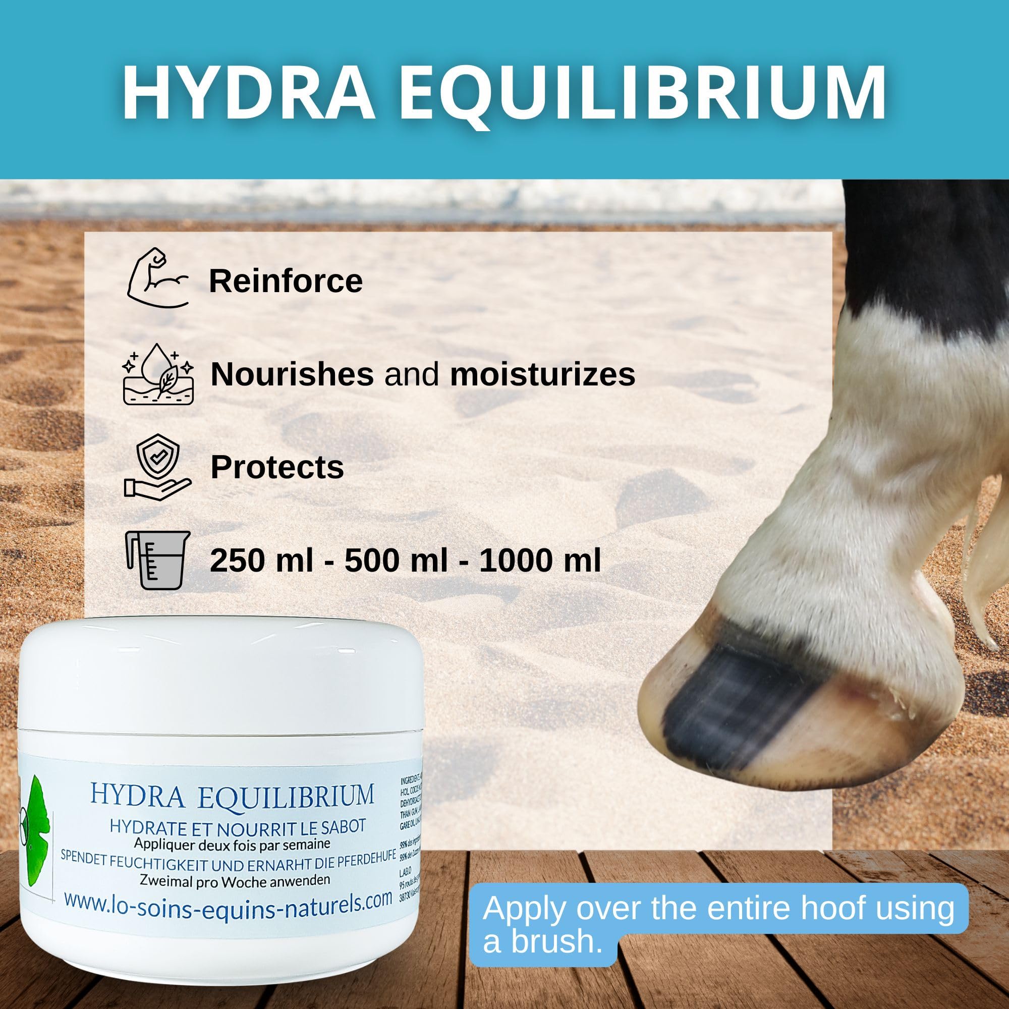 Hydra Equilibrium - Soin, graisse, onguent naturel hydratant pour cheval (sabot sec et cassant) (Hydra Equilibrium 500mL)