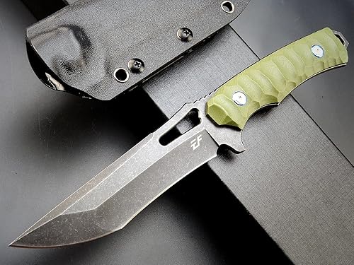 Miniatura 9 de Eafengrow EF132 Cuchillo de hoja fija, hoja de acero DC53, mango G10, cuchillos fijos EDC de espiga completa para trabajar, camping, caza con funda