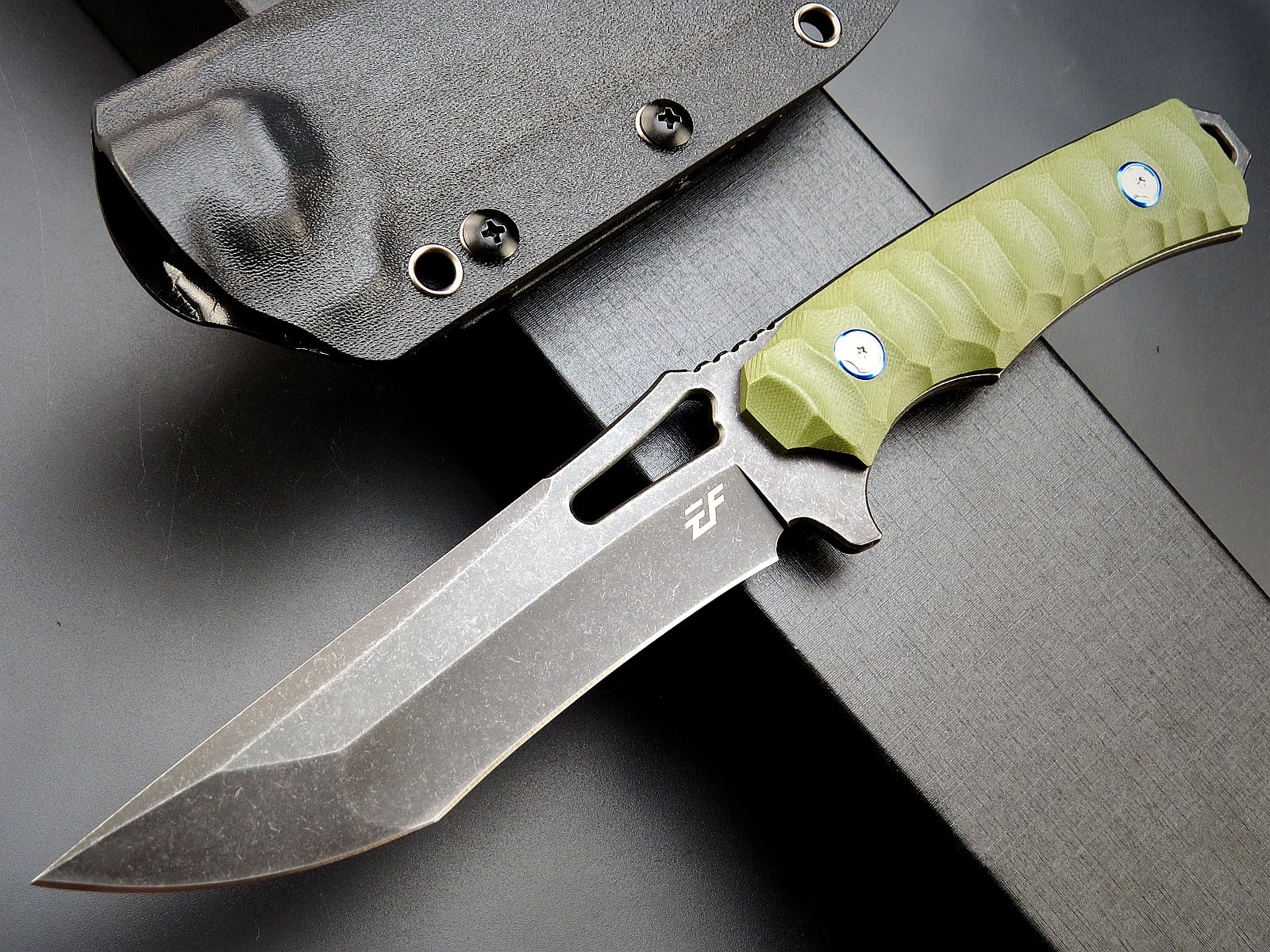 Eafengrow EF132 Fixed Blade Knife, DC53 Steel Blade,G10 Handle Full Tang EDC Fixed Knifes Straight Knife for Working Camping Hunting with Kydex Sheath(Army Green)