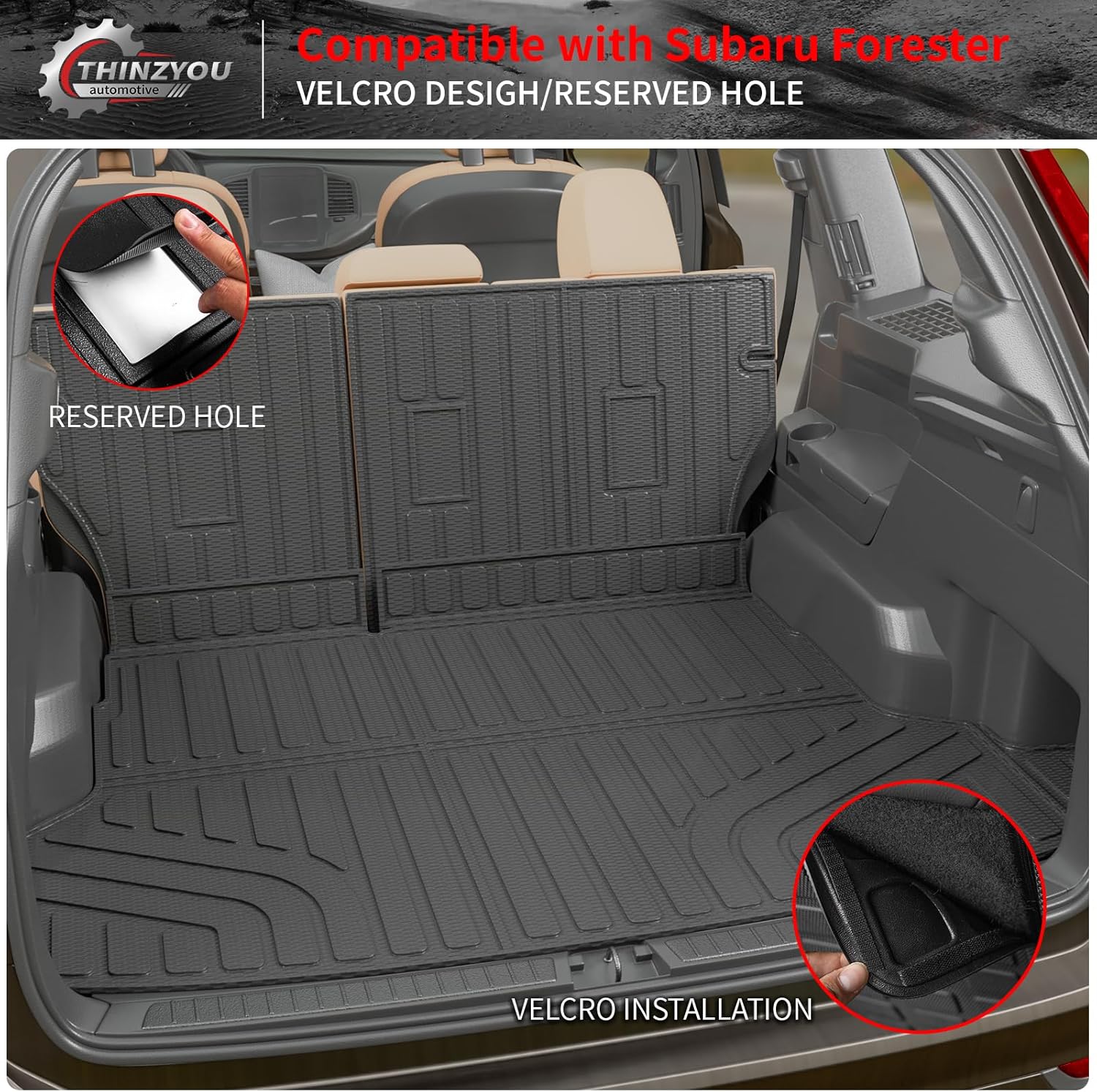 Floor Mats Compatible with 2025 2026 Subaru Forester NO Hybrid Cargo Mat Cargo Liner Trunk Liner Back Seat Cover Protector Forester Accessories (Trunk Mat+Backrest Mats+Floor Mats) - Image 4