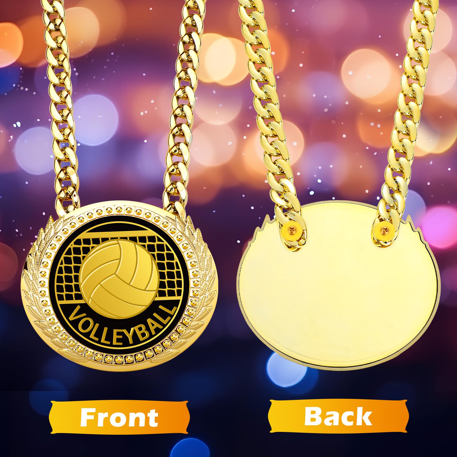 Tondiamo 3 cadenas deportivas para jugadores MVP de 6 pulgadas, medallas de campeón grandes para baloncesto, fútbol, béisbol, sóftbol, voleibol, medallas de jugadores más valiosos para premios de