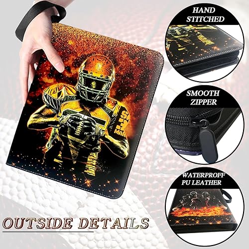 Miniatura 10 de Carpeta de tarjetas coleccionables con 4 bolsillos con 50 fundas para 400 tarjetas deportivas, carpeta para tarjetas deportivas con cremallera, para