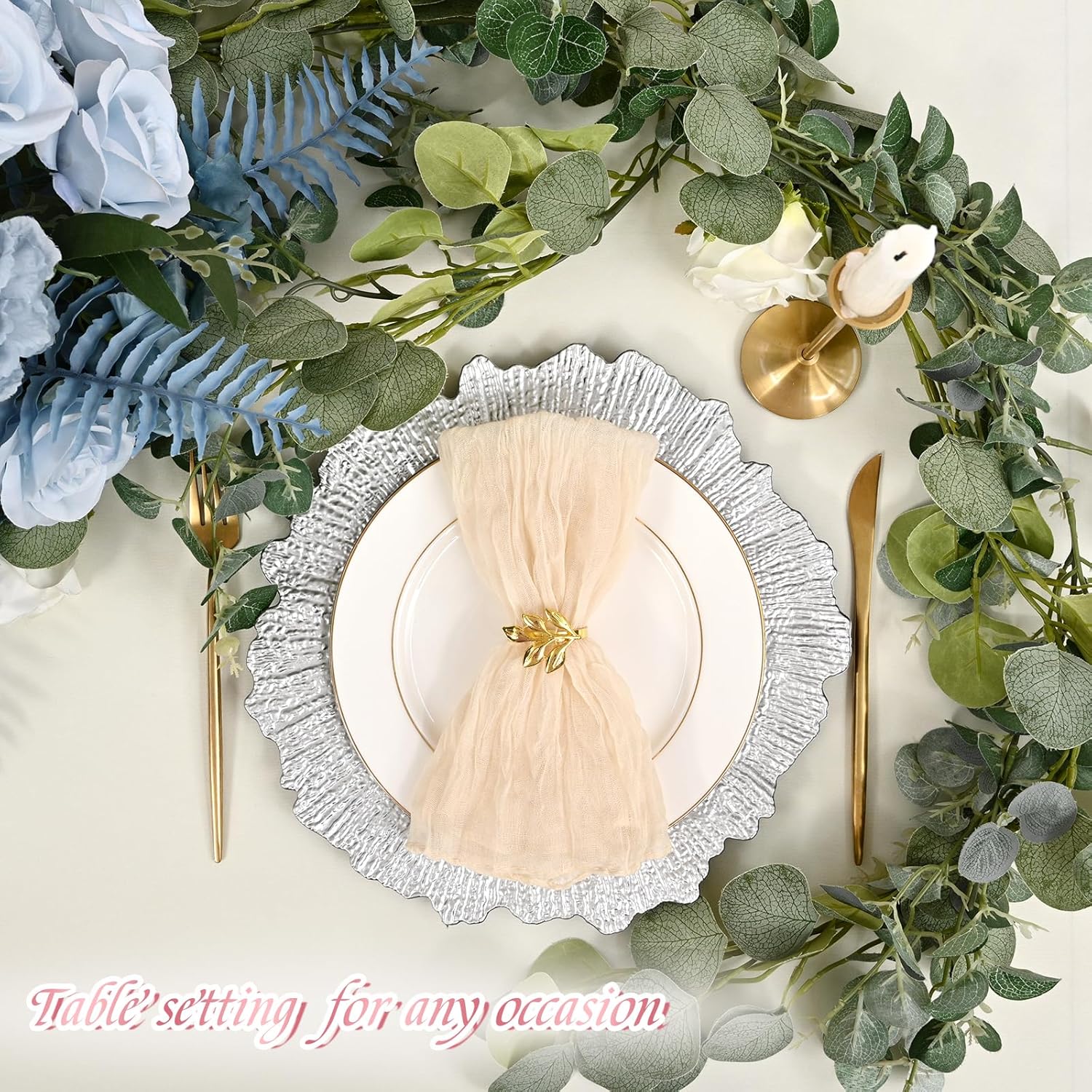 50 Pack Silver Charger Plates Bulk, 13" Plastic Reef Chargers for Dinner Plates, Round Charger Plate with Floral Reef Design for Dinner Wedding Party Table Setting Decoration