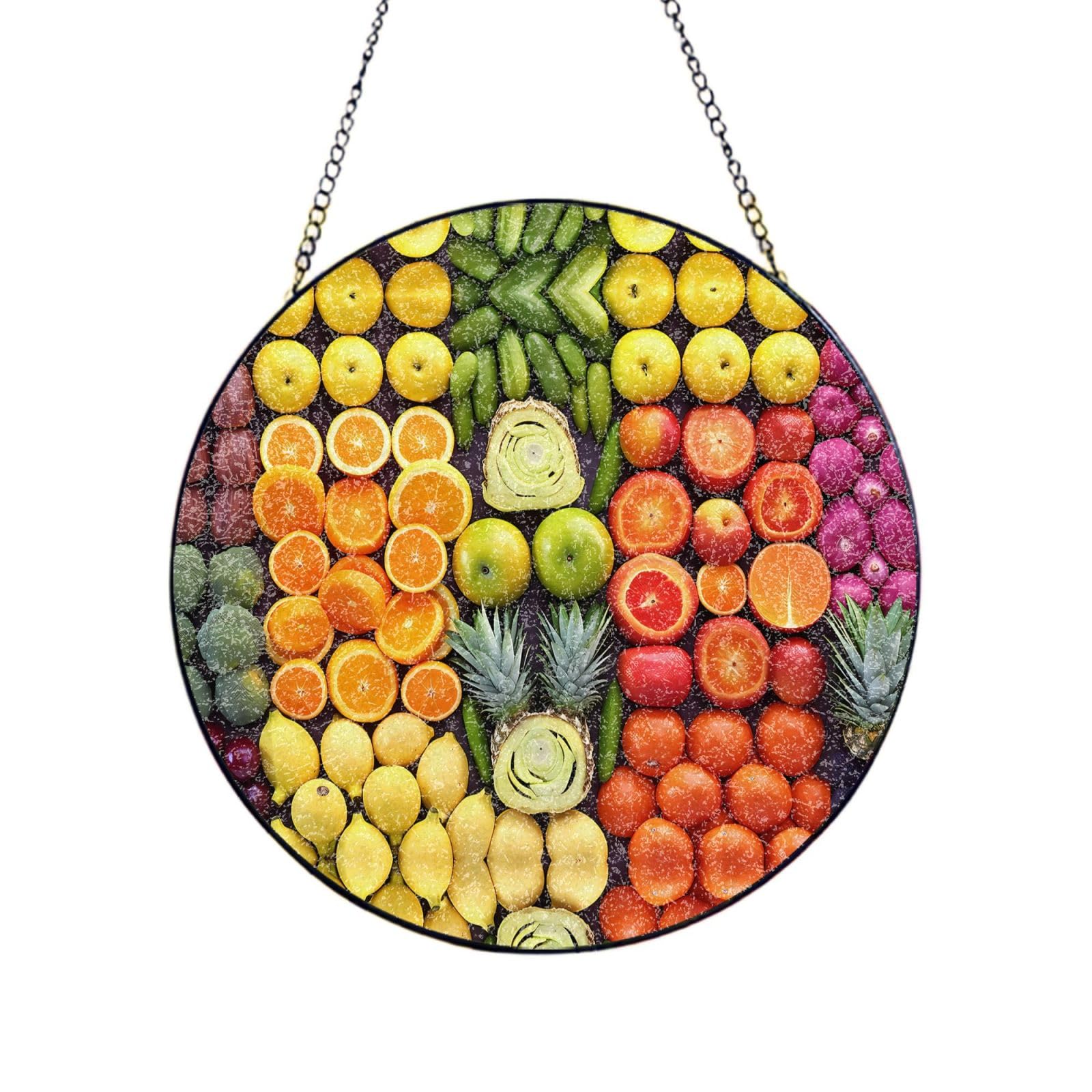 Poezjzw Stained Glass Window Hanging - Neat Fruit Sun Catcher For Door Garden Home Decor Christmas Mother'S Day Birthday Gifts 10in（25cm）