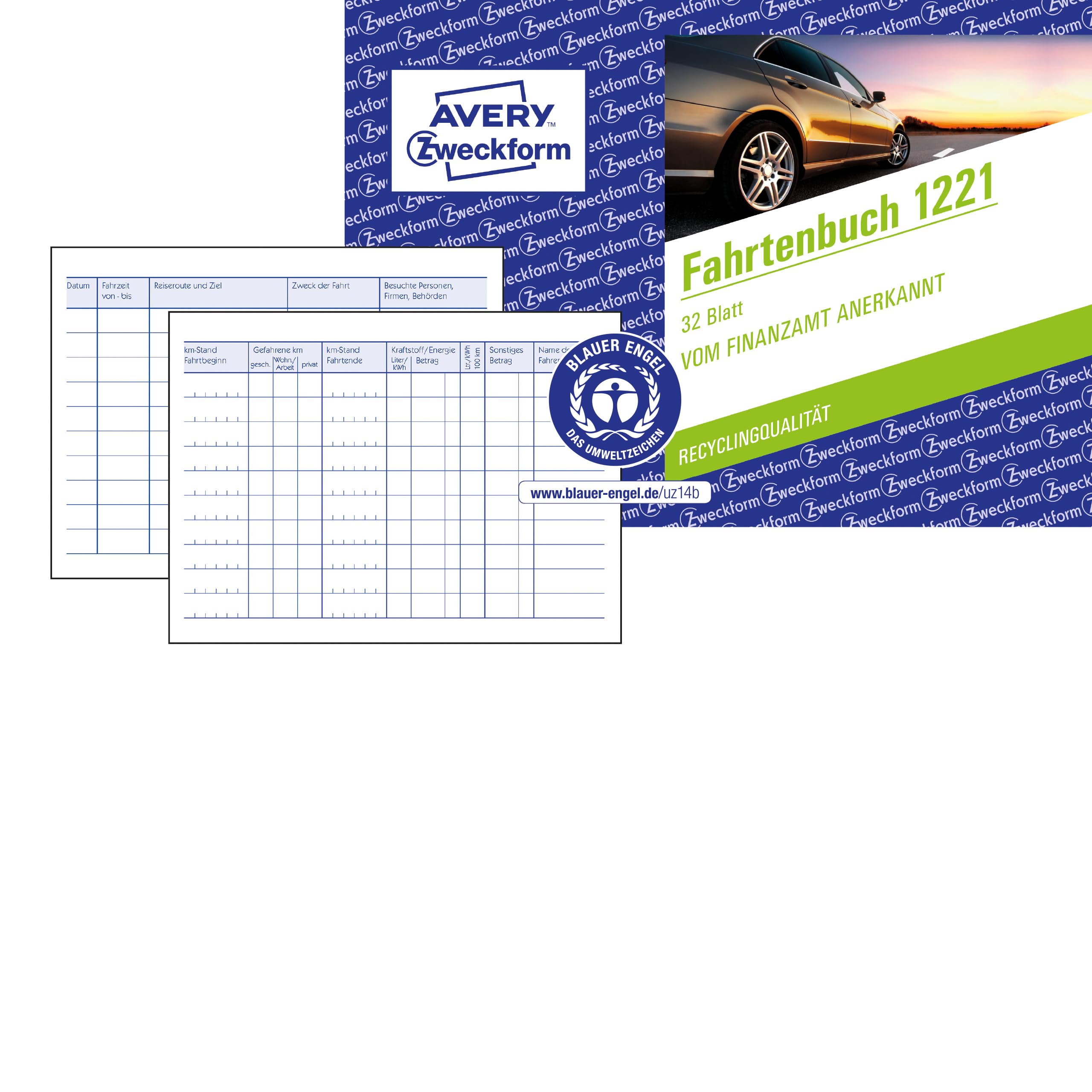 AVERY Zweckform 1221 Recycling Logbook (for Cars recognised by The Tax Office, A6 Landscape, 32 Pages, 310 Journeys