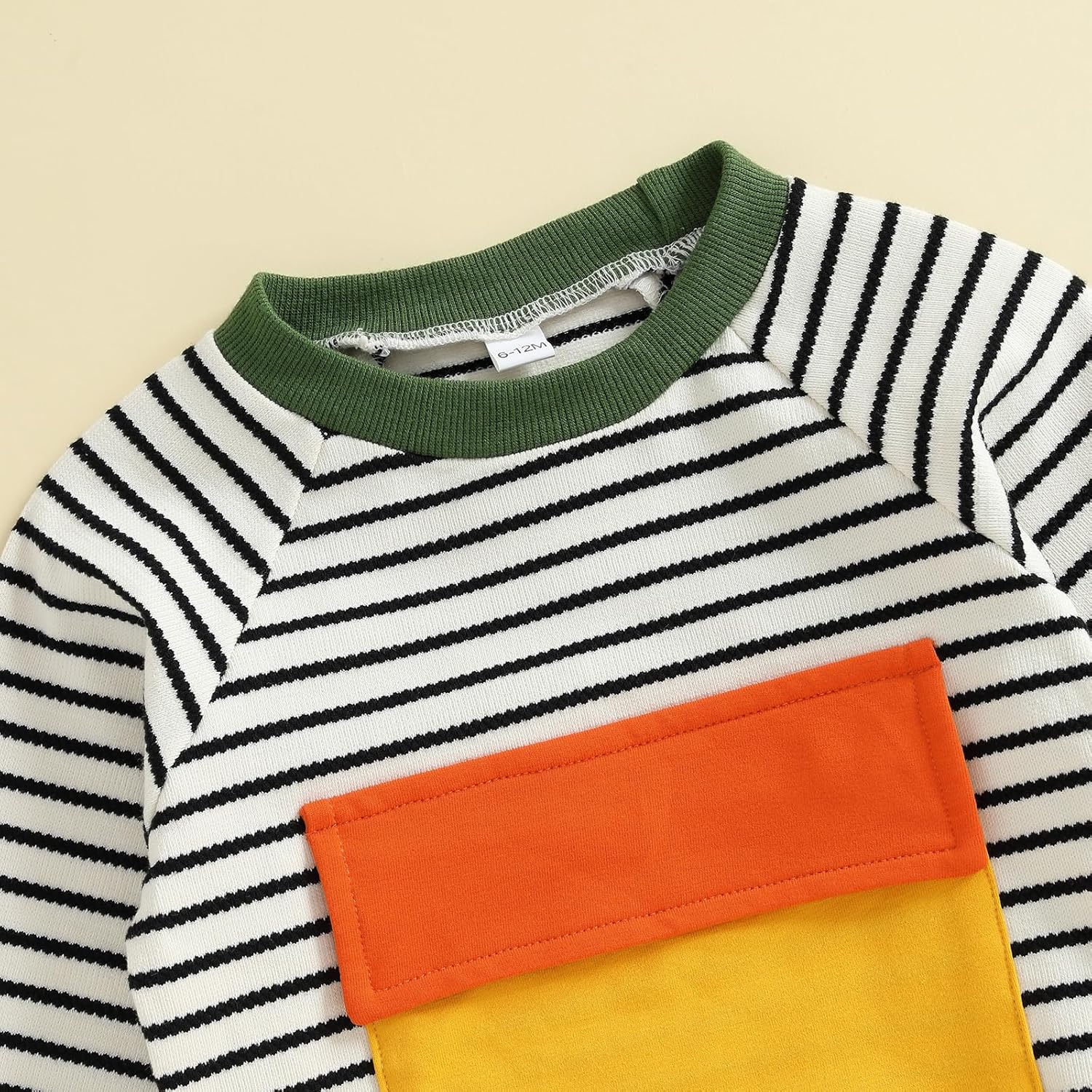 Toddler Baby Boy Outfit Fashion Colorful Patchwork Striped Shirt Sweatshirts Pant Fall Clothes 6M 12M 18M 2T 3T 4T Green 2-3T image 4 of 7 B0FKSRZBNC