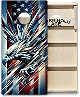 Vista 13 de CornholeAce ACE PRO - Juego de tablas para cornhole con bandera americana, sin rebote, patas anchas triples, madera contrachapada de abedul báltico
