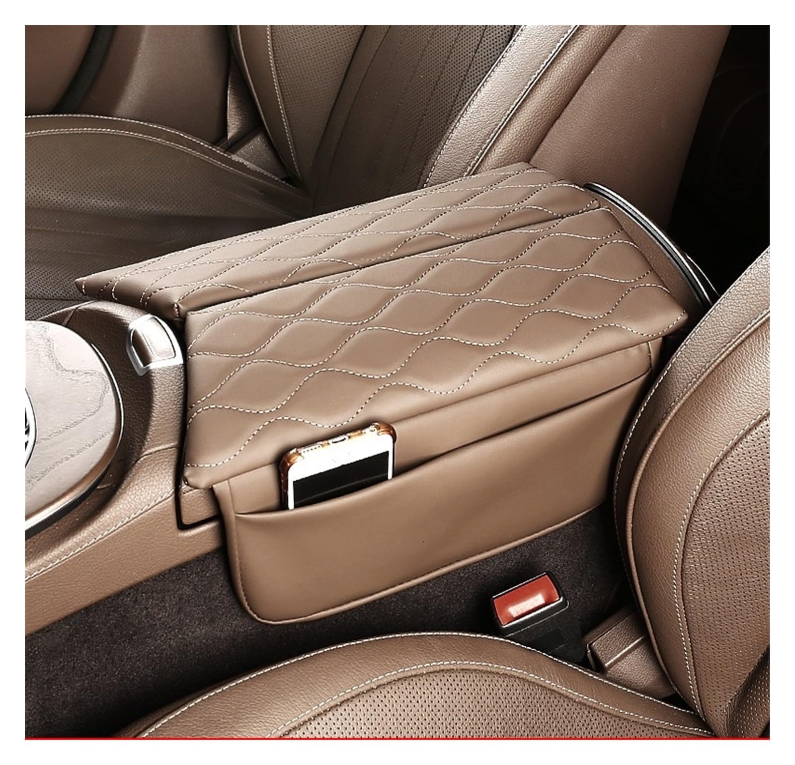 Passend for Mercedes, passend for Benz W213, passend for E, passend for die Klasse 2017–2022, passend for CLS 2018–2022, Konsolen-Armlehnen-Box-Abdeckung, kratzfestes Armlehnenkissen ( Color : Chestnu