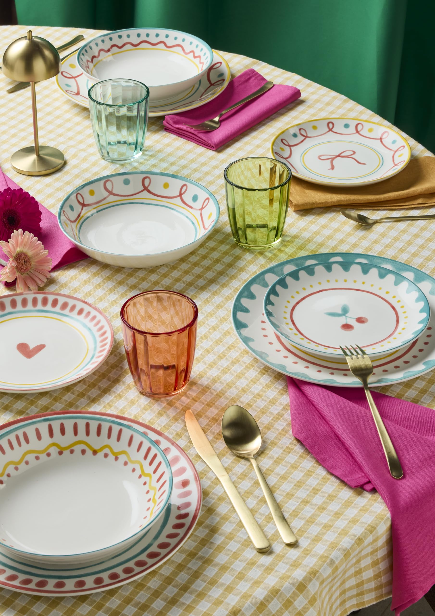 Tognana Cherry Pop, Servizio piatti per 6 persone 18 pezzi, porcellana, multicolor