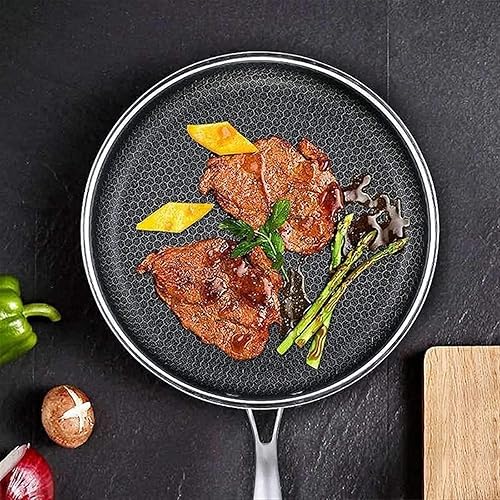 Miniatura 3 de HESNDpdg Skillets Stainless Steel Material Frying Pan Non-Stick Pot Cookware Choose Fried Steak Pot Saucepan Honeycomb Kitchenware