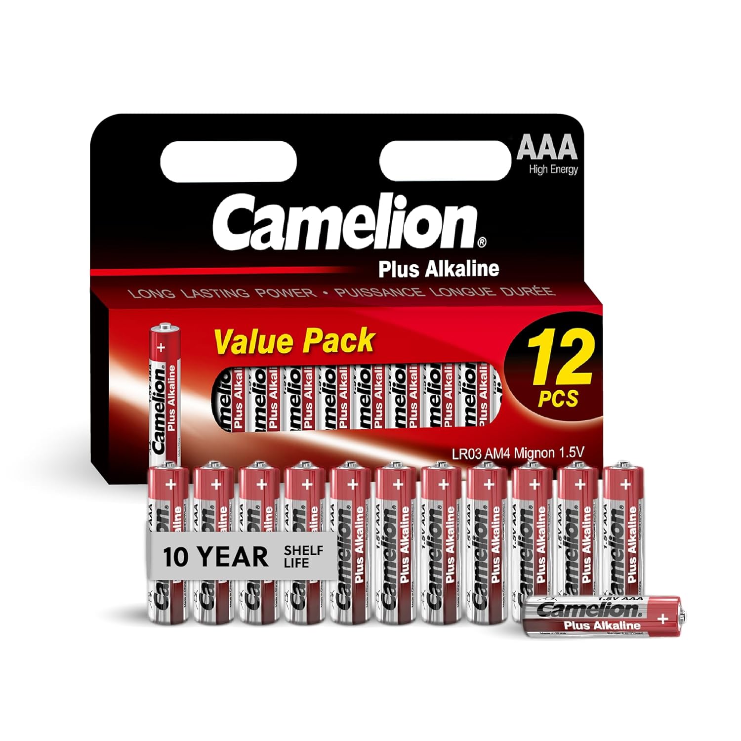 Camelion 12 Count Pack AAA - High Performance Premium Long Lasting Alkaline Batteries Leakproof Triple AAA 1 5v