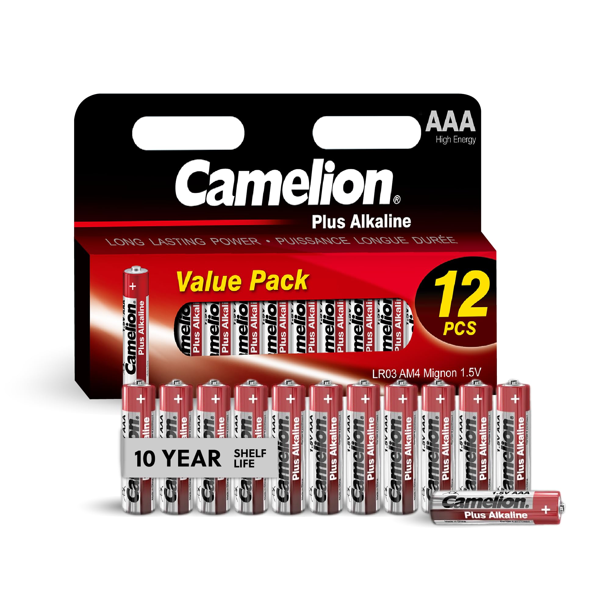 Camelion 12 Count Pack AAA - High Performance Premium Long Lasting Alkaline Batteries Leakproof Triple AAA 1 5v