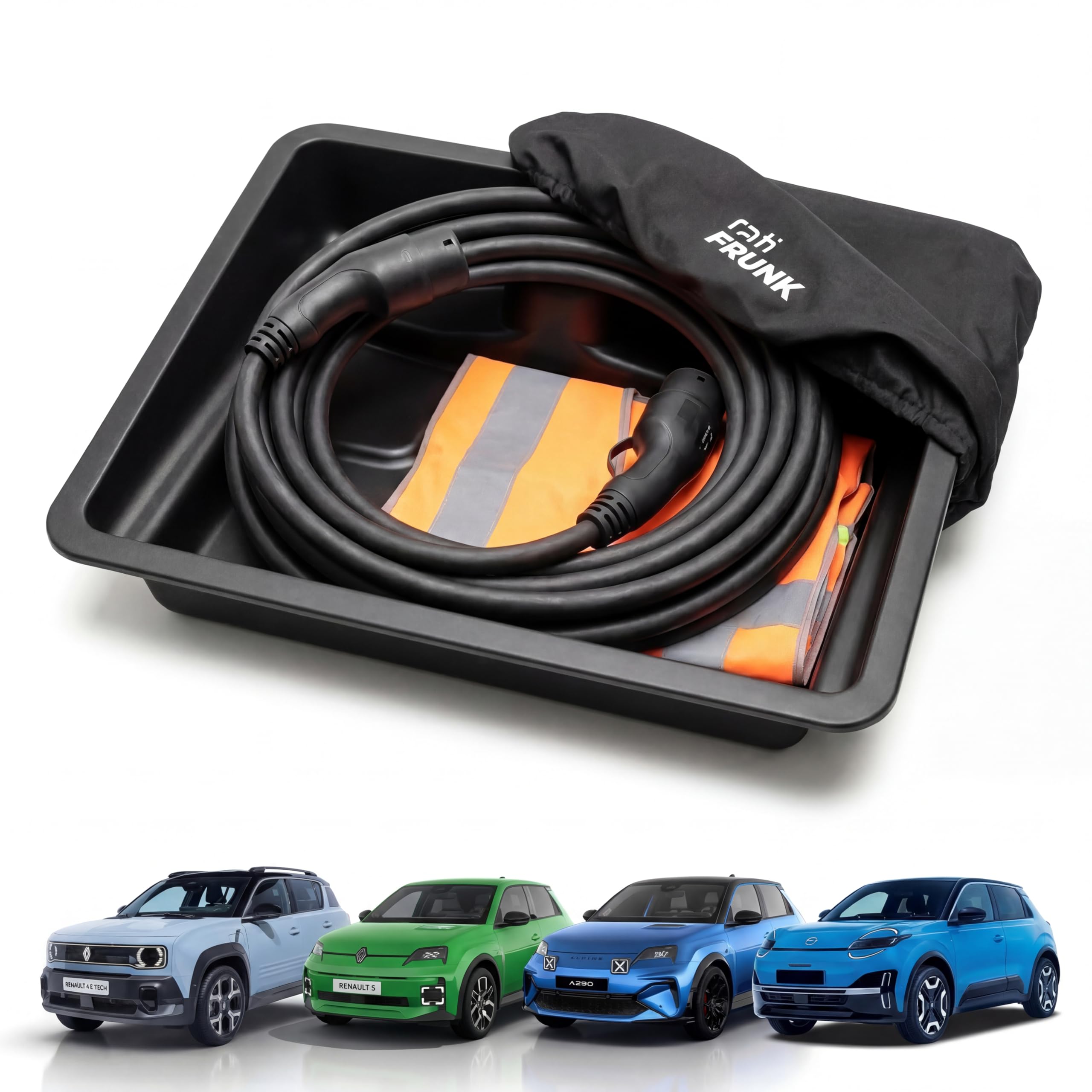 Rati Frunk Compatible avec Renault 4 E-Tech 2025-/5 E-Tech 2024-/Nissan Micra 2025-/Alpine A290 2024- |Espace de Rangement Frontal pour Le câble de Chargement et Les Accessoires. Fixation Solide