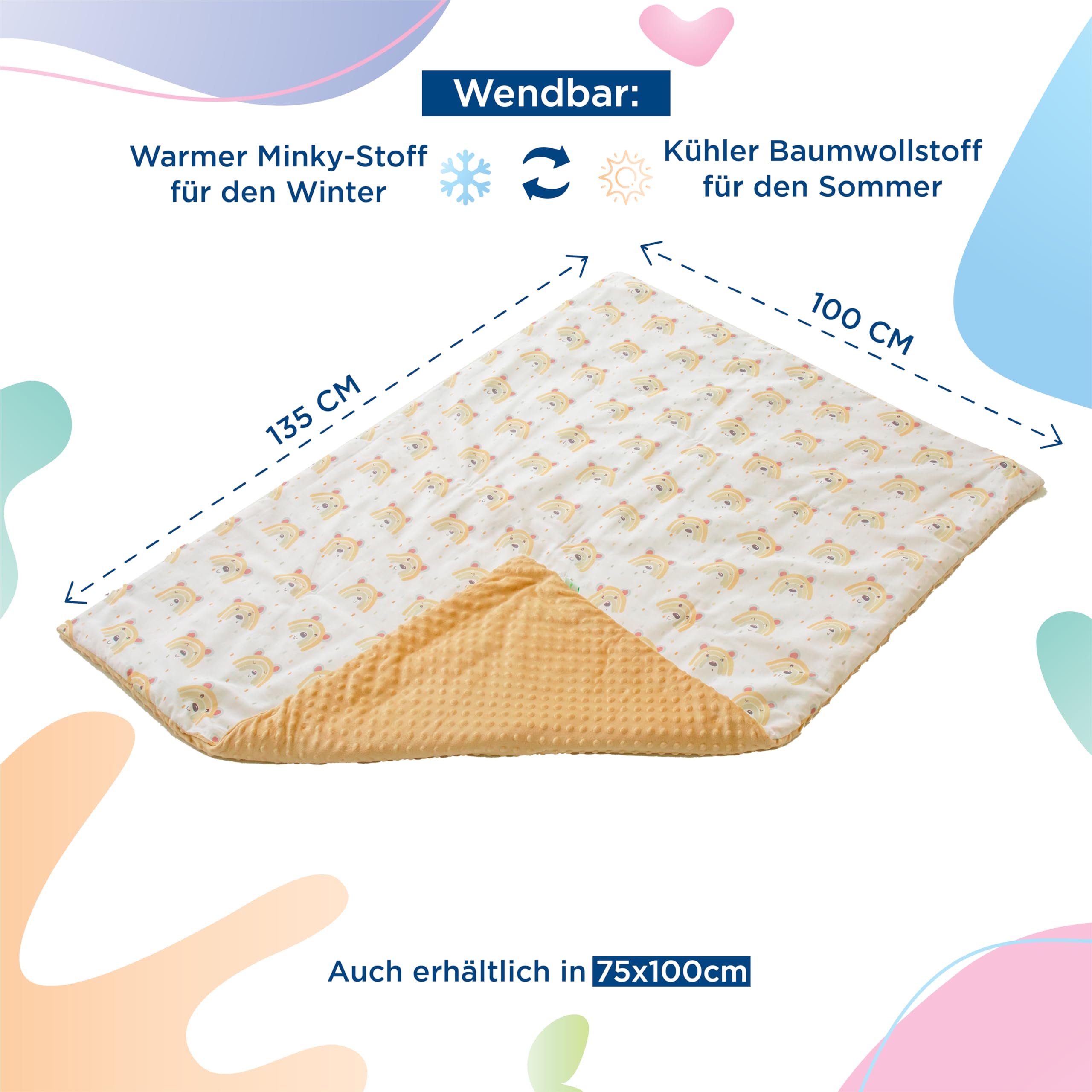 Babydecke - Kinderbettdecke - Baby Bettdecke Aus Weicher Oeko-tex Baumwolle - 100x135 - Kuscheldecke Kinder - Geburtsgeschenk Junge Mädchen - Babydecke Mit Noppen - Baby Bettwäsche - Baumwolldecke
