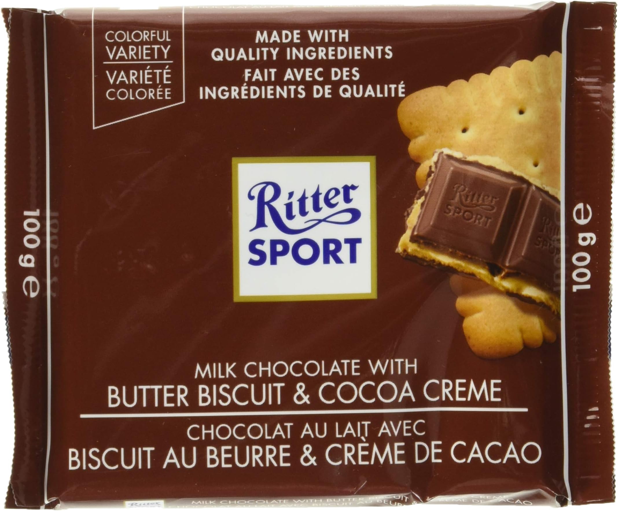 Ritter Sport, Milk Chocolate with Butter Biscuit, 3.5 oz