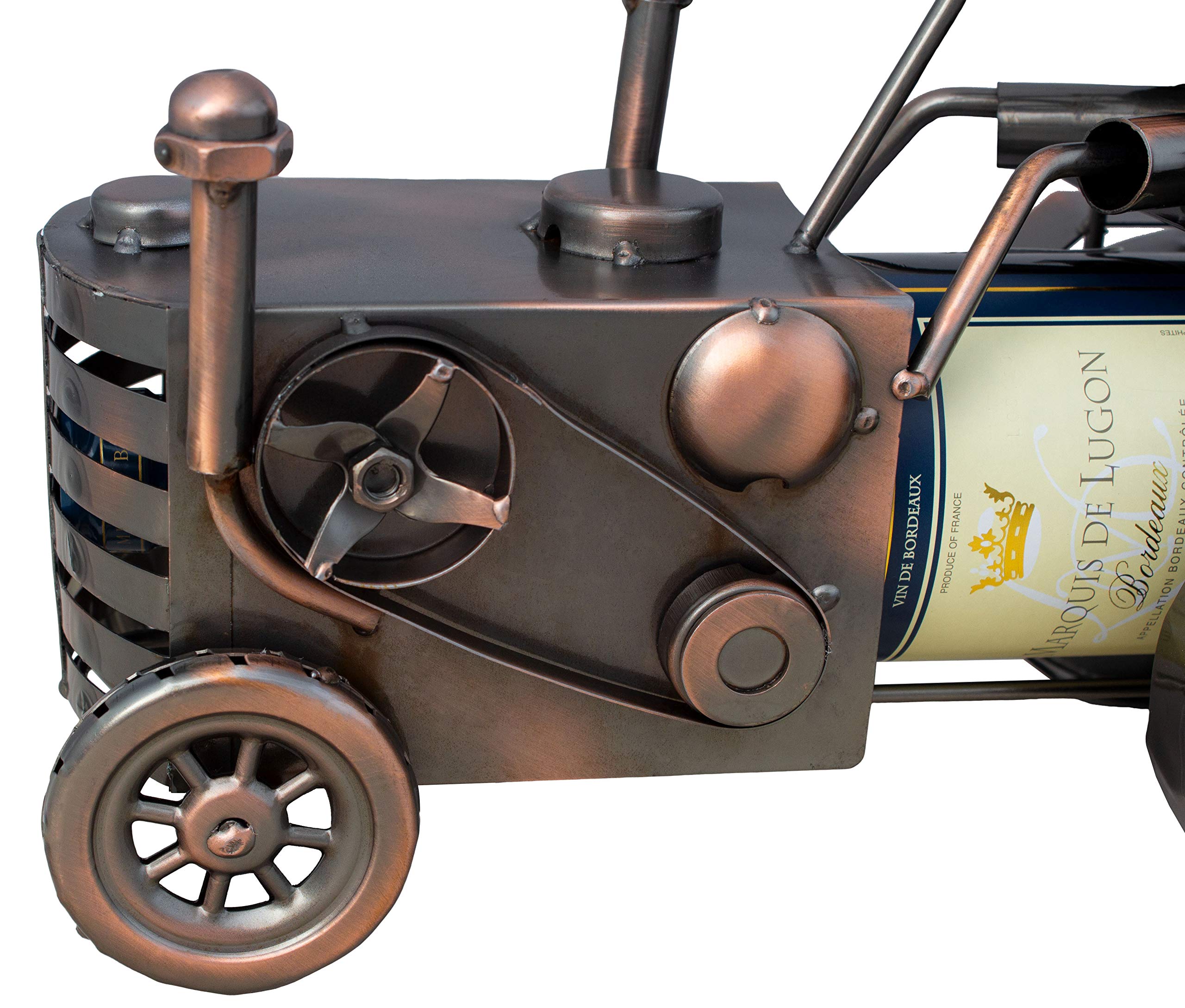 BRUBAKER Weinflaschenhalter Traktor mit Traktorfahrer Deko-Objekt Metall Flaschenständer mit Grußkarte für Weingeschenk