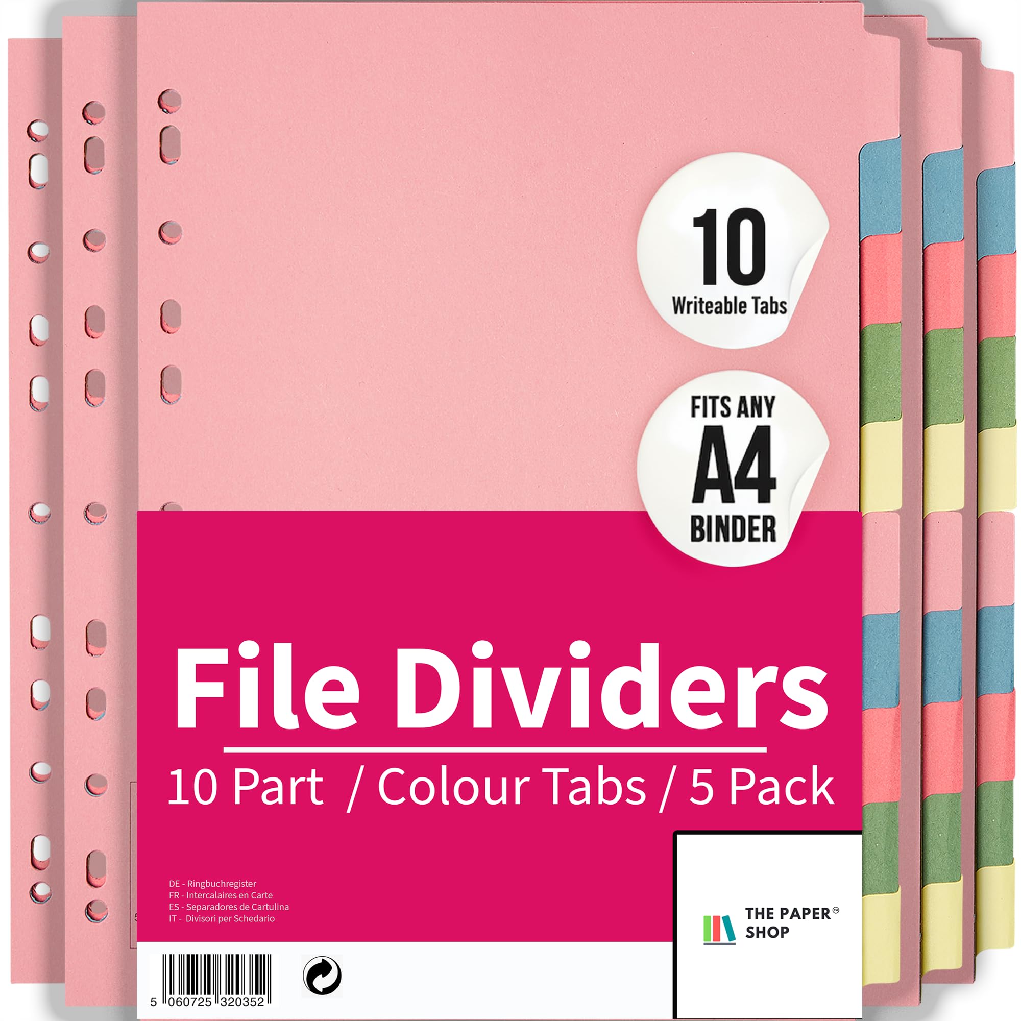 10 Tab Dividers for 3 Ring Binder – 10 Dividers Set with Tabs, Perfect for Organizing Documents, Binder Tab Dividers for Easy Filing (5 Pack)