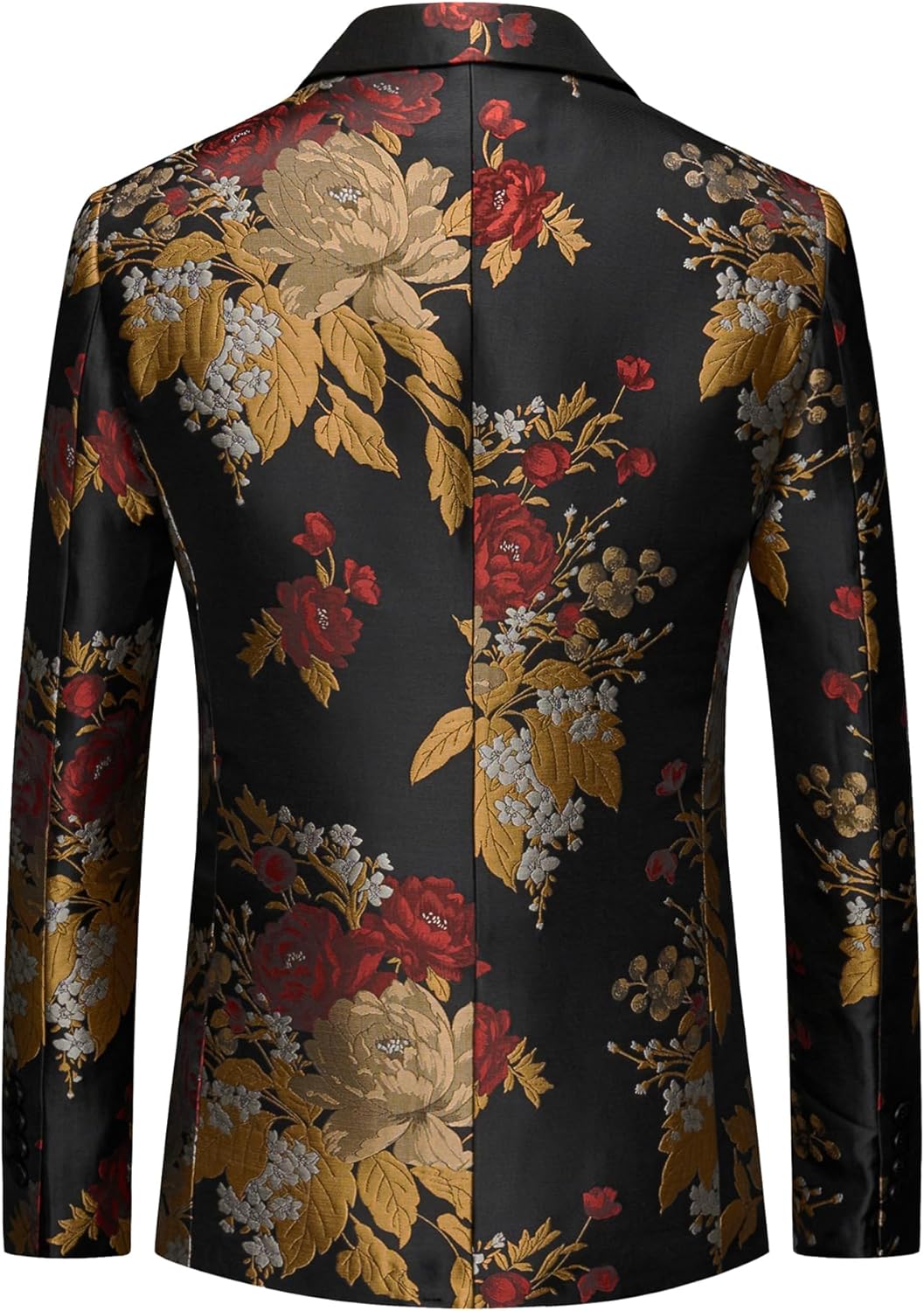 UNINUKOO Mens Floral Tuxedo Suit Jacket Casual Dress Party Flower Pattern Blazer for Men - Image 7