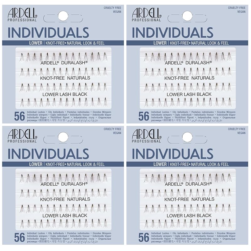 Cílios postiços individuais inferiores Ardell pretos, 4 pacotes