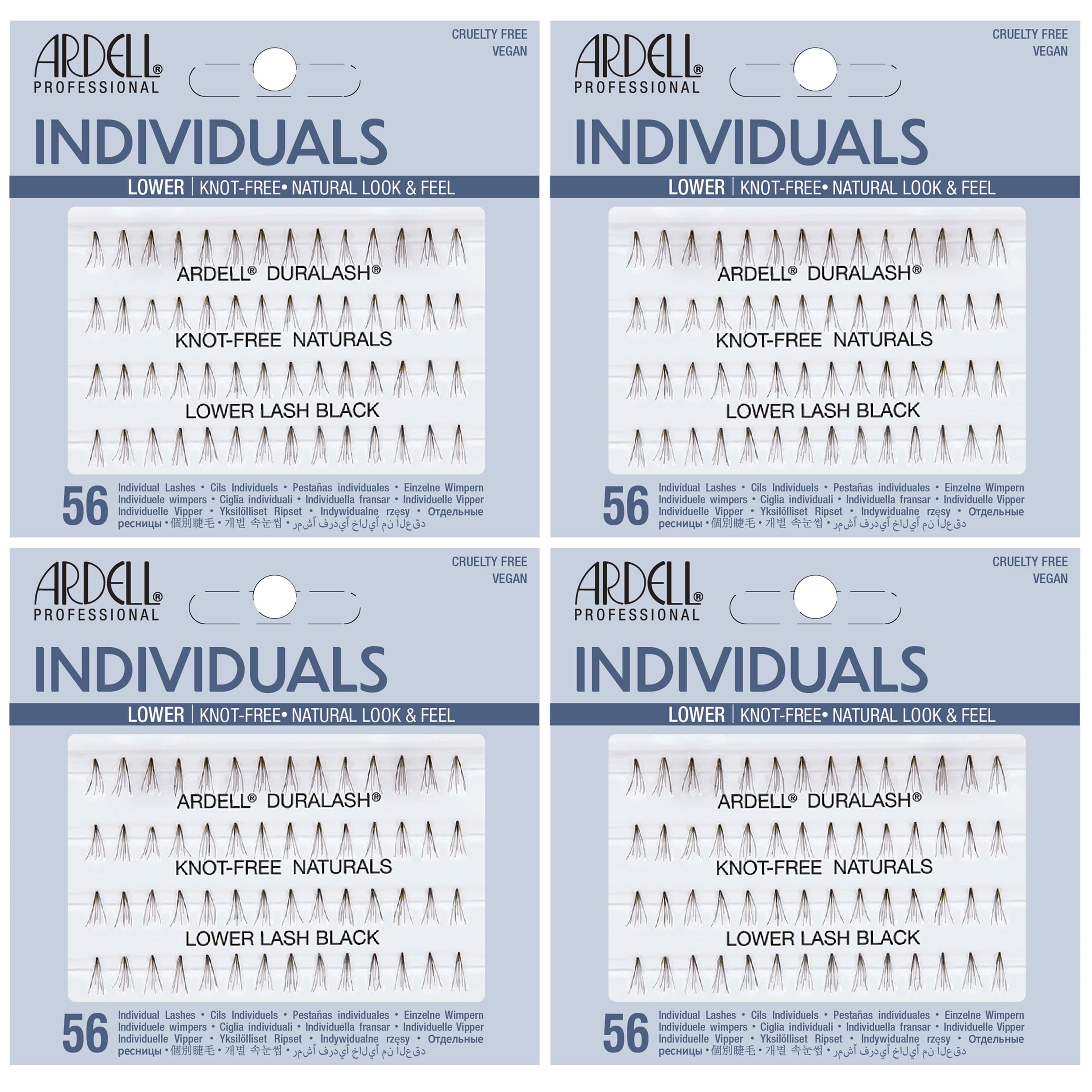 Ardell False Eye Lashes Lower Lash Individuals - Black, Natural Look DIY Lash Clusters, Reusable, Easy Application Eyelash Extension, 4 Pack