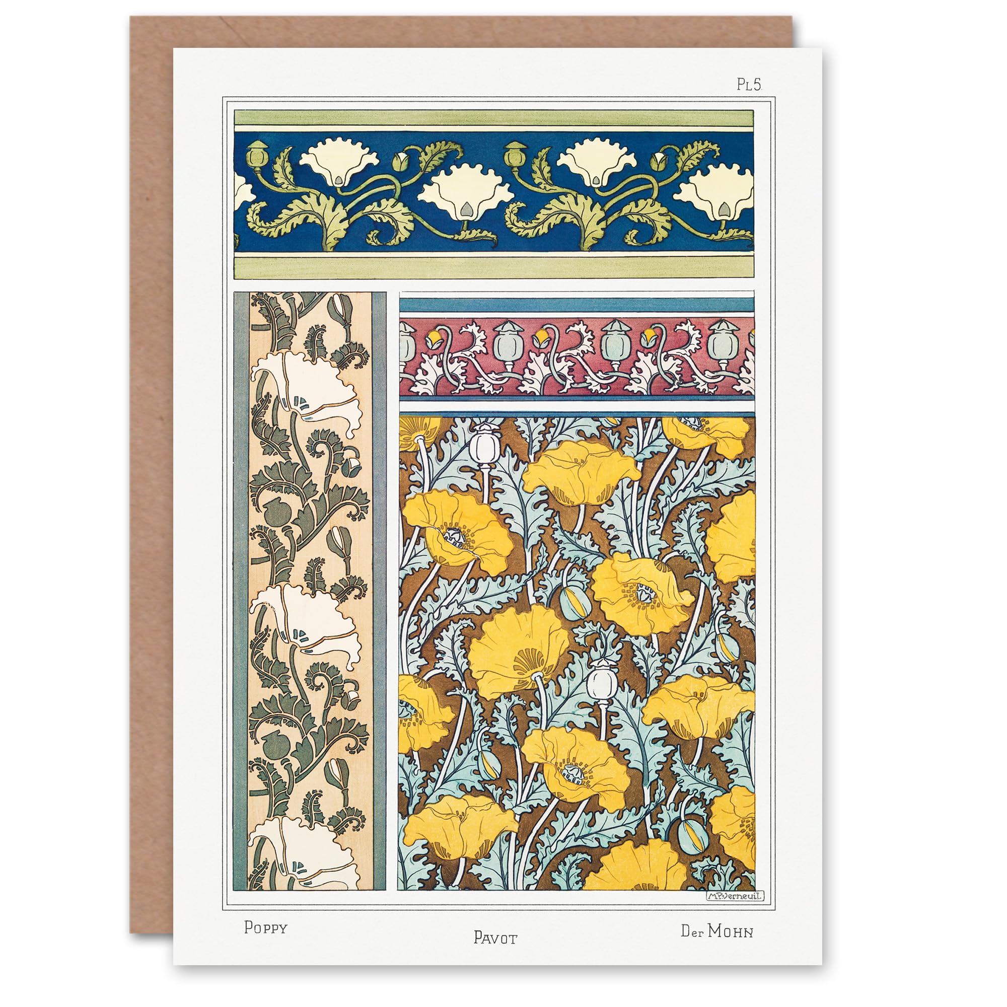 Artery8 Maurice Pillard Verneuil Art Card Poppy Flower Patterns