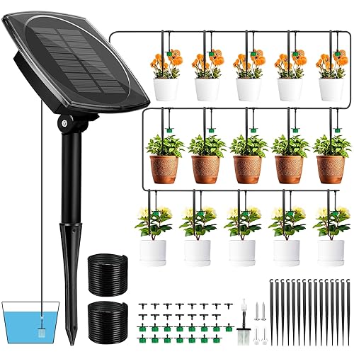 Sistema de riego por goteo solar para jardín, kits de riego por goteo automático, dispositivos de riego automático de plantas para vacaciones, bomba