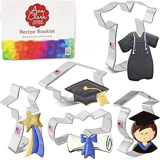 Graduation Cookie Cutters 5-Pc. Set Made in the USA by Ann Clark, Graduation Cap, Gown, Diploma, Graduate, Shooting Star