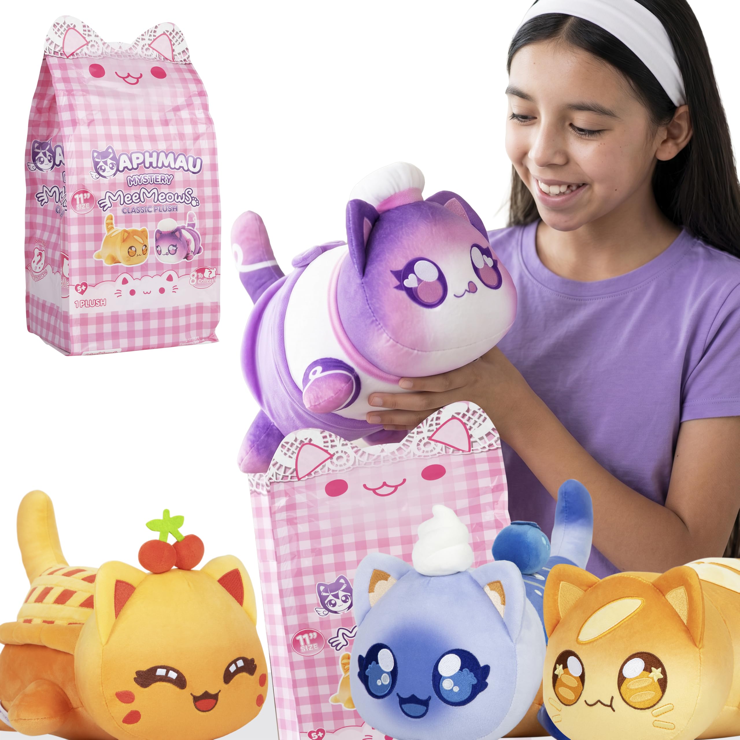 Aphmau Bakery MeeMeows Mystery Plush 11" – Baguette, Muffin, Pie & Baker Cat Collectibles - 4 to collect, One Supplied, Styles May Vary