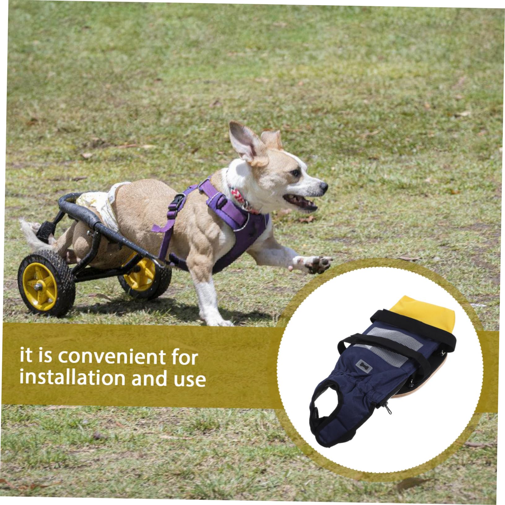 Carrello Ausilio alla Deambulazione per Cani con Ruote S | Regolabile e Facile da Usare, per Uso Interno ed Esterno, in Poliestere e Legno