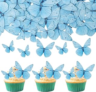Gyufise 72Pcs Edible Butterfly Cupcake Toppers & Decorations for Butterfly Theme Baby Shower & Kids Birthday Party Cake Supplies