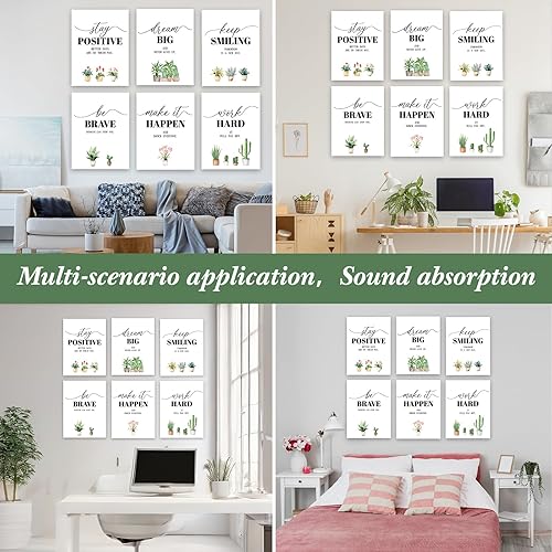 Miniatura 6 de Coume Paquete de 6 paneles acústicos artísticos de 12 x 16 pulgadas, inspiradores, autoadhesivos, insonorizados, motivacionales, decorativos que