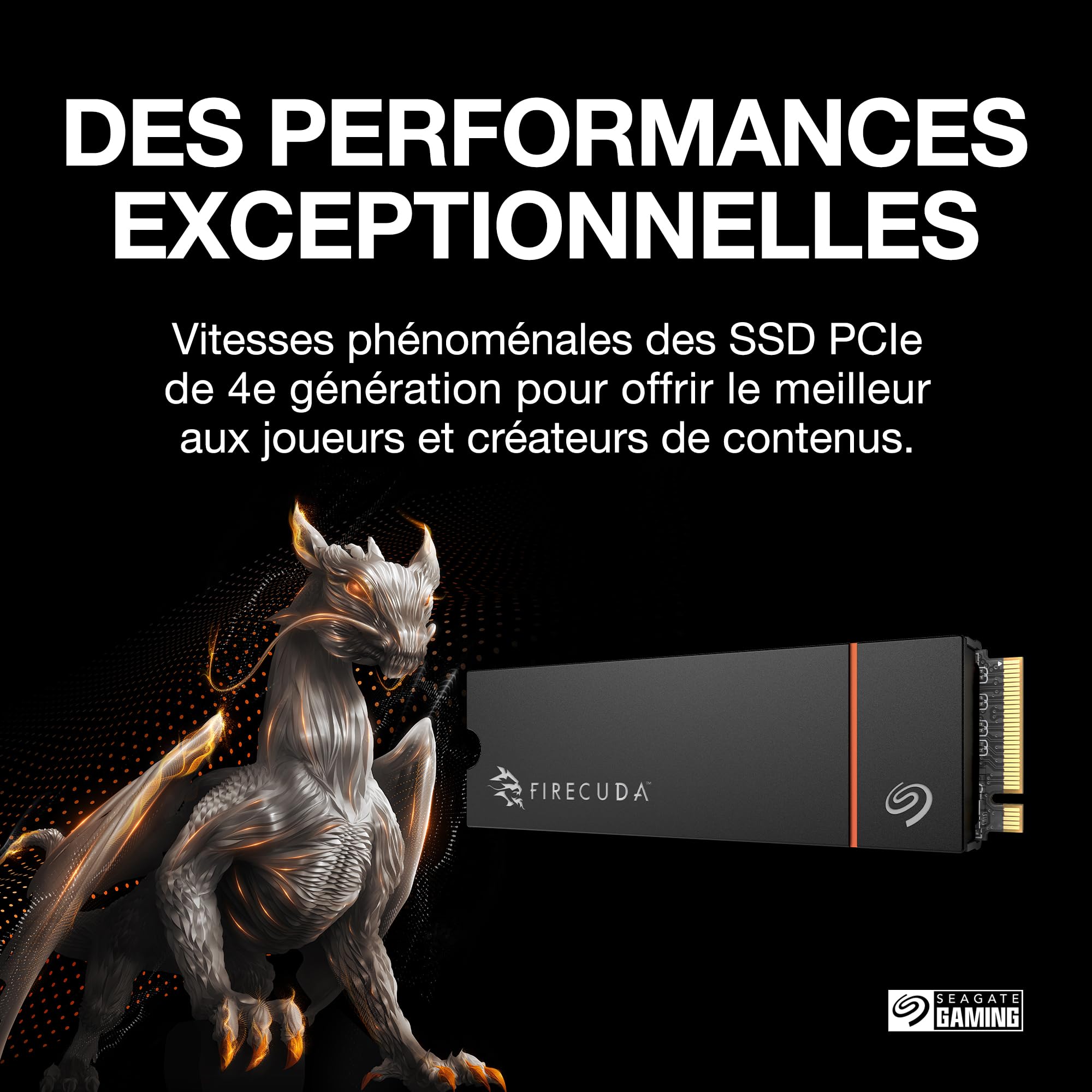 Seagate FireCuda 530R NVMe SSD 2To, pour PS5/PC, M.2 PCIe Gen4 ×4 NVMe 1.4, 7.300 MB/s, 3D-TLC-NAND, 640 TBW, Dissipateur De Chaleur, Services Rescue (ZP2000GM3A073)
