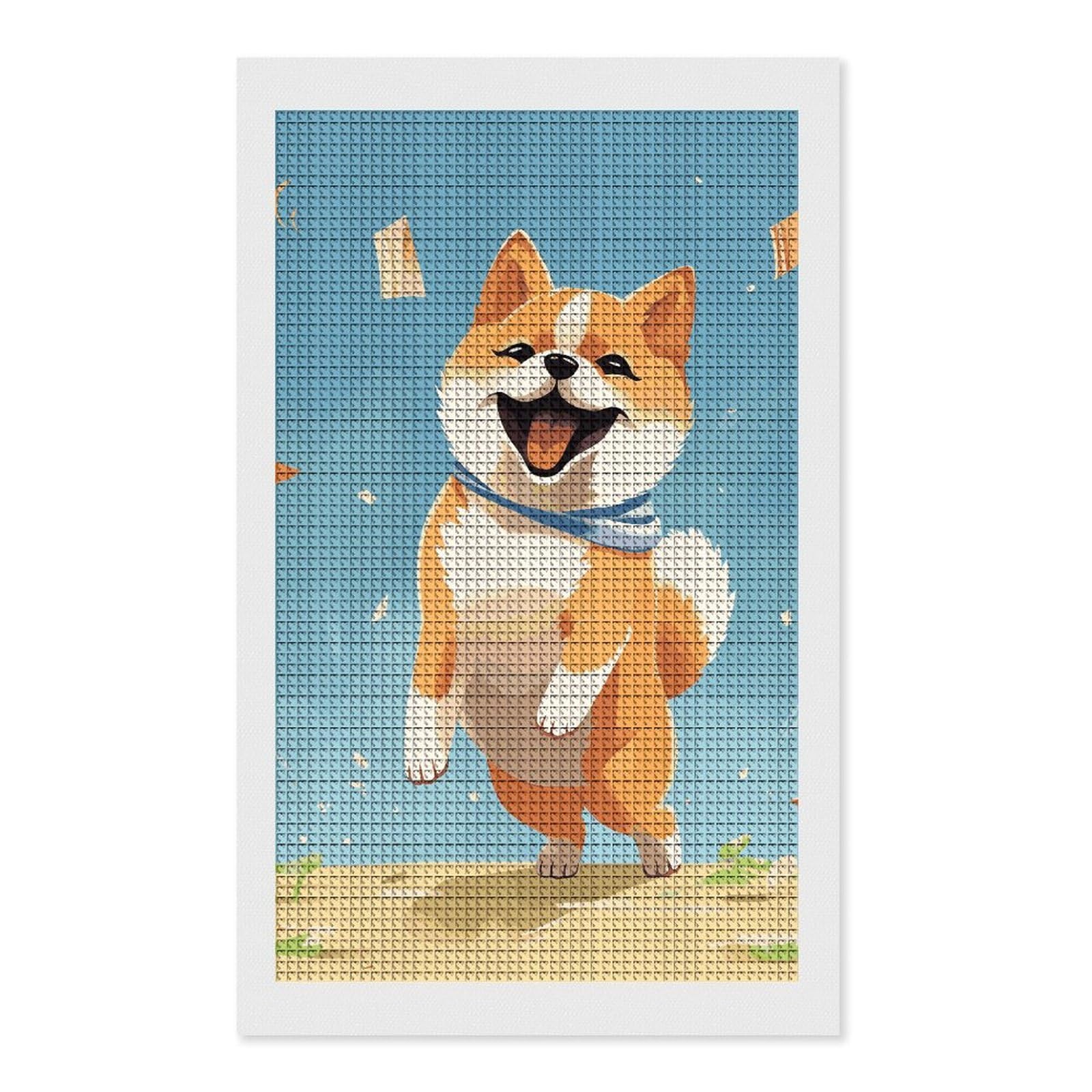 Cute Shiba Inu Diamond Art Kits for Adults, DIY 5D Diamonds Painting Kits for Beginner, Round Full Drill Diamond Dots Painting, 12"x20" Diamonds Pictures Gem Art and Crafts Wall Decor
