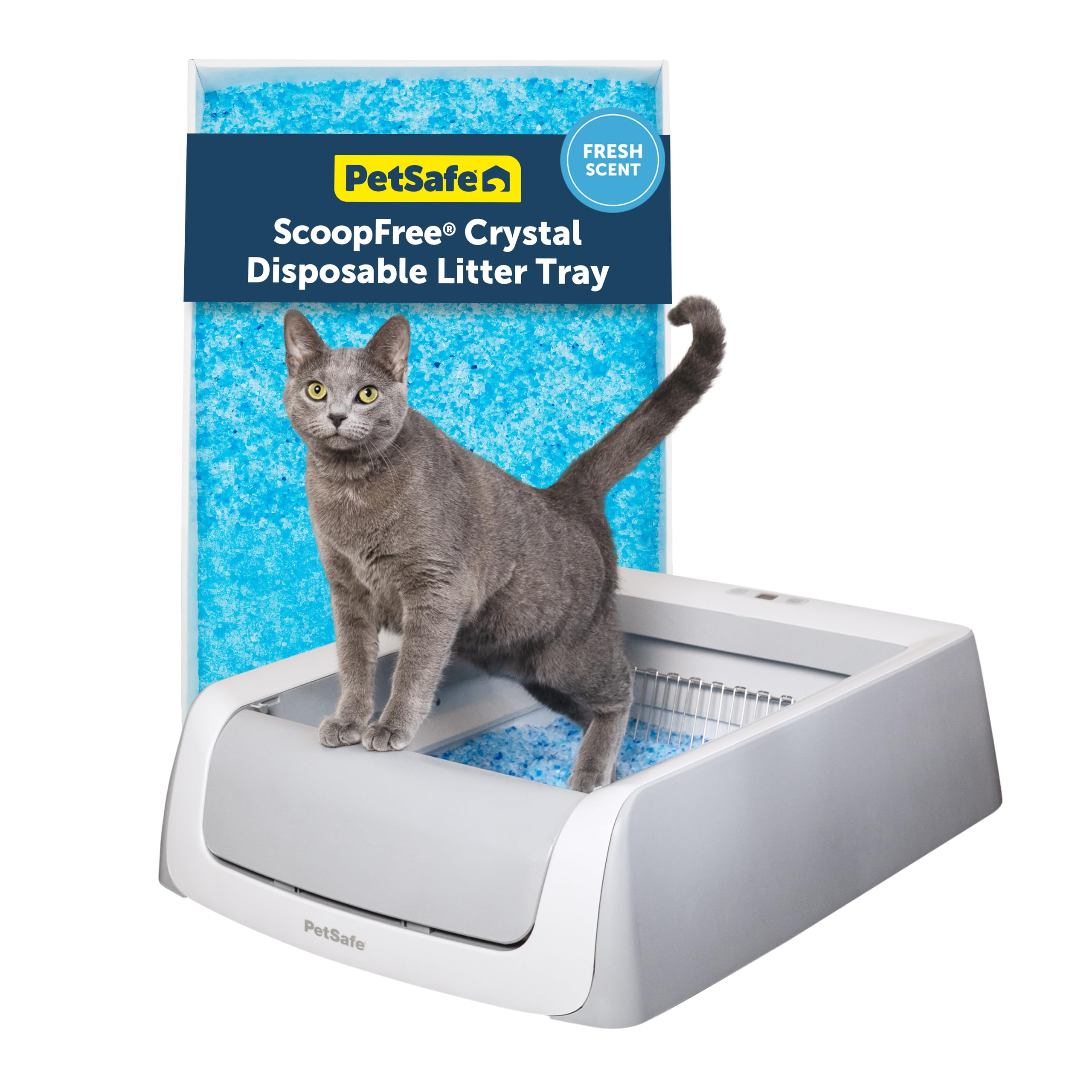 pet safe scoop free crystal pro self cleaning litter box with rake system and crystal litter tray