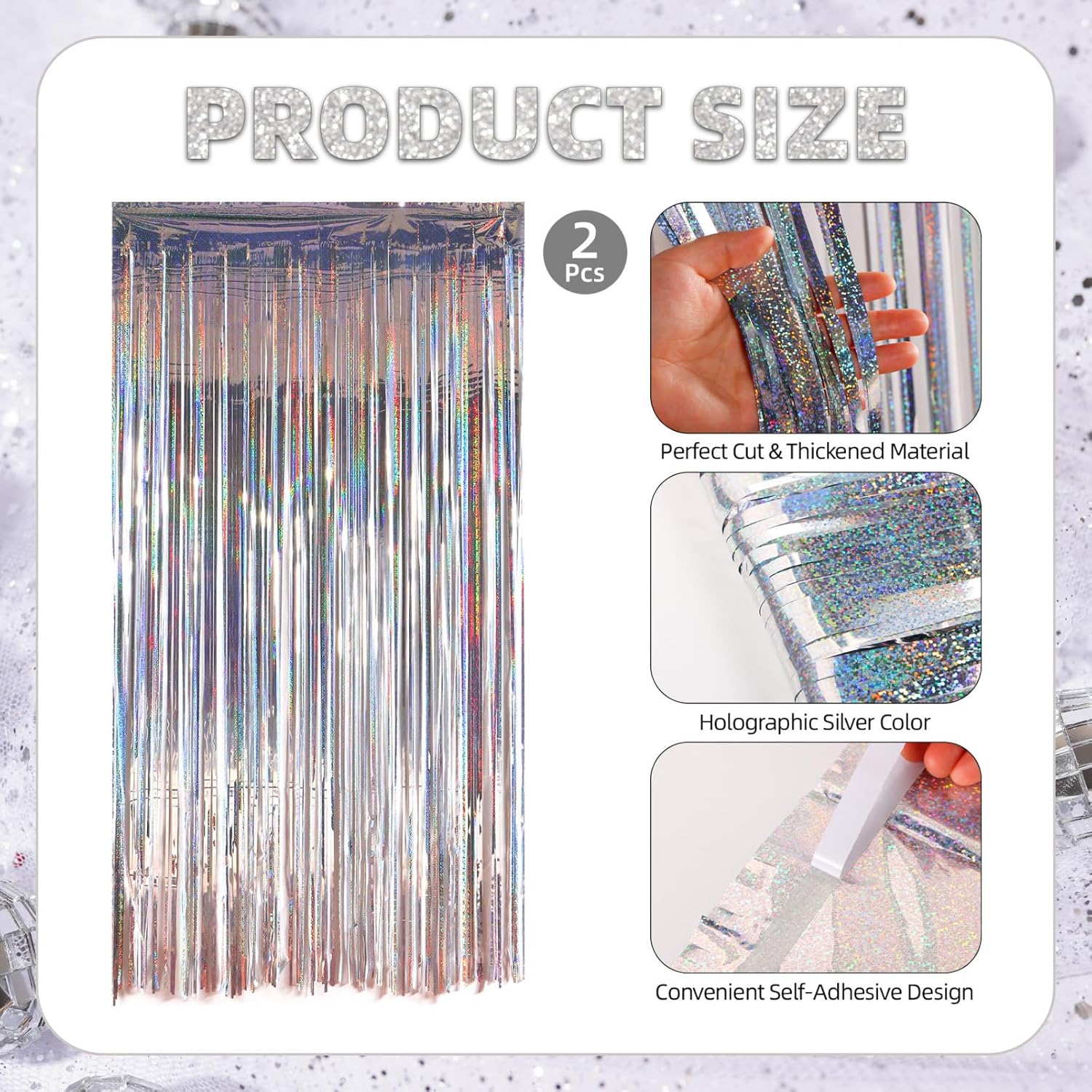 55Pcs Disco Party Decorations Streamers Balloons Banners 60s 70s 80s Disco Birthday Party Decorations 3.3x6.6 Ft Silver Tinsel Foil Fringe Curtains Photo Backdrop for Disco Party Supplies - Image 4