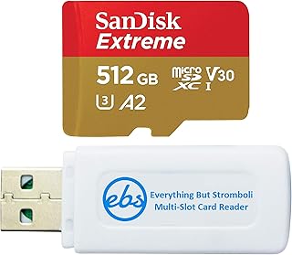 SanDisk 512GB Micro Extreme Memory Card for Samsung Phone Works with Galaxy S20, S20+, S20 Ultra, S20 FE 5G (SDSQXAV-256G-GN6MN) Bundle with (1) Everything But Stromboli MicroSDXC & SD Card Reader