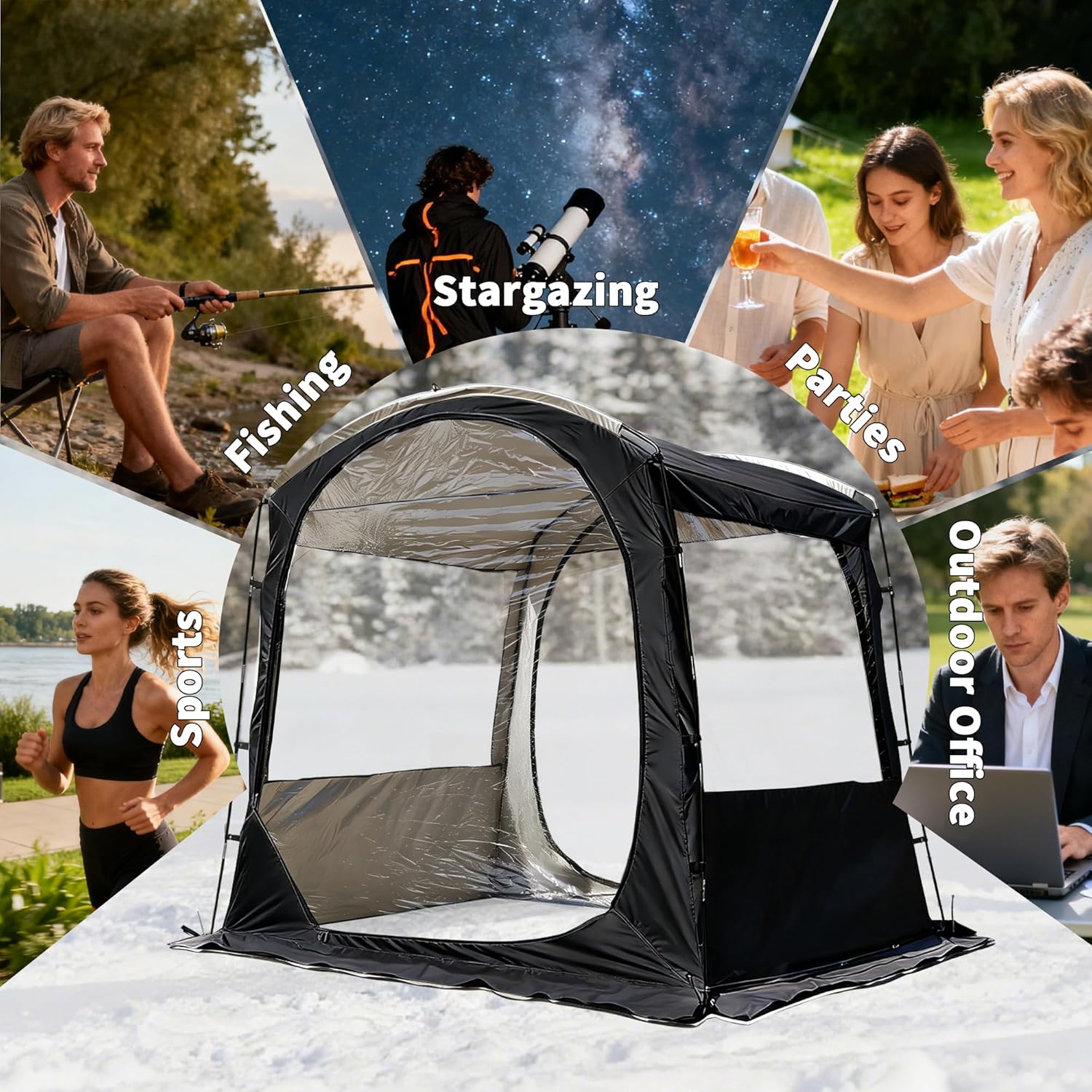 Sports Tent for 2-3 People, All-Weather Shelter with Clear View & Extra Headroom - Ideal for Sunbathing, Outdoor Games & Events