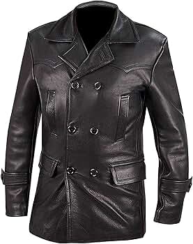 Leder Fashions Men's German WW2 Black Double Breasted