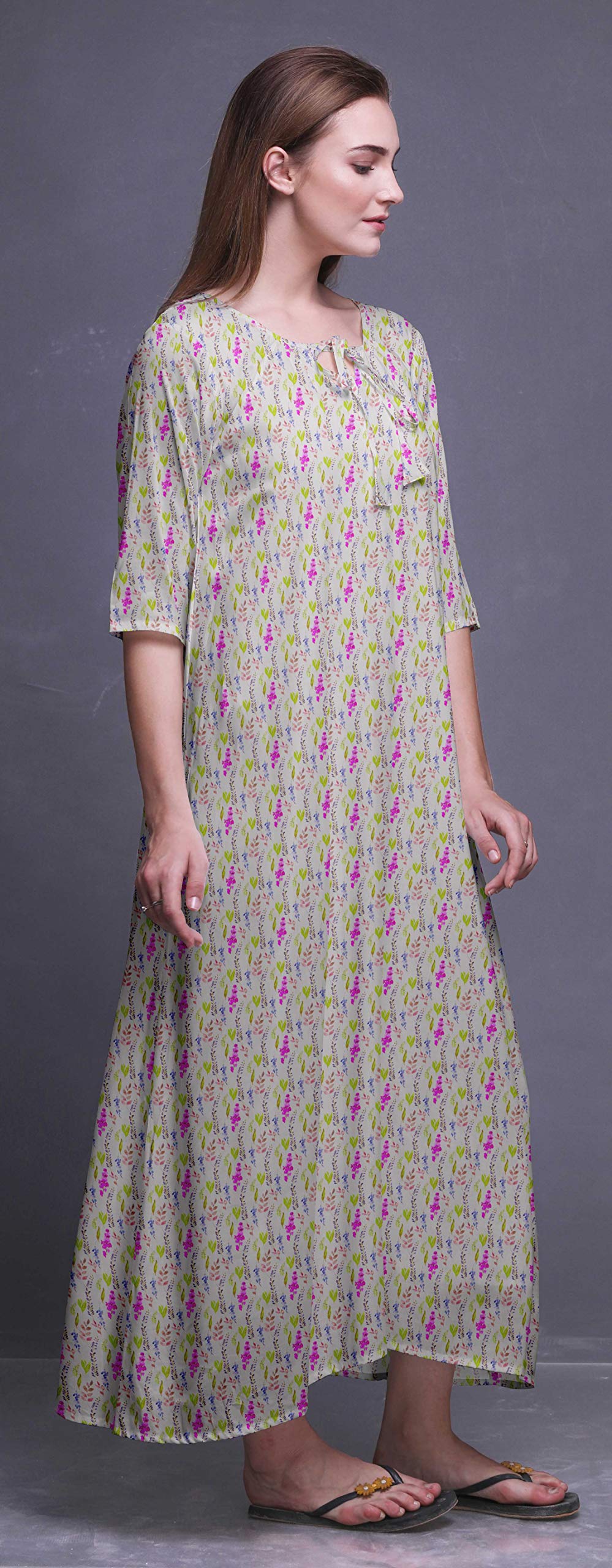 Bimba Camisones 3/4 Mangas Maxi Ropa de Dormir Mujer camisón Largo camisón