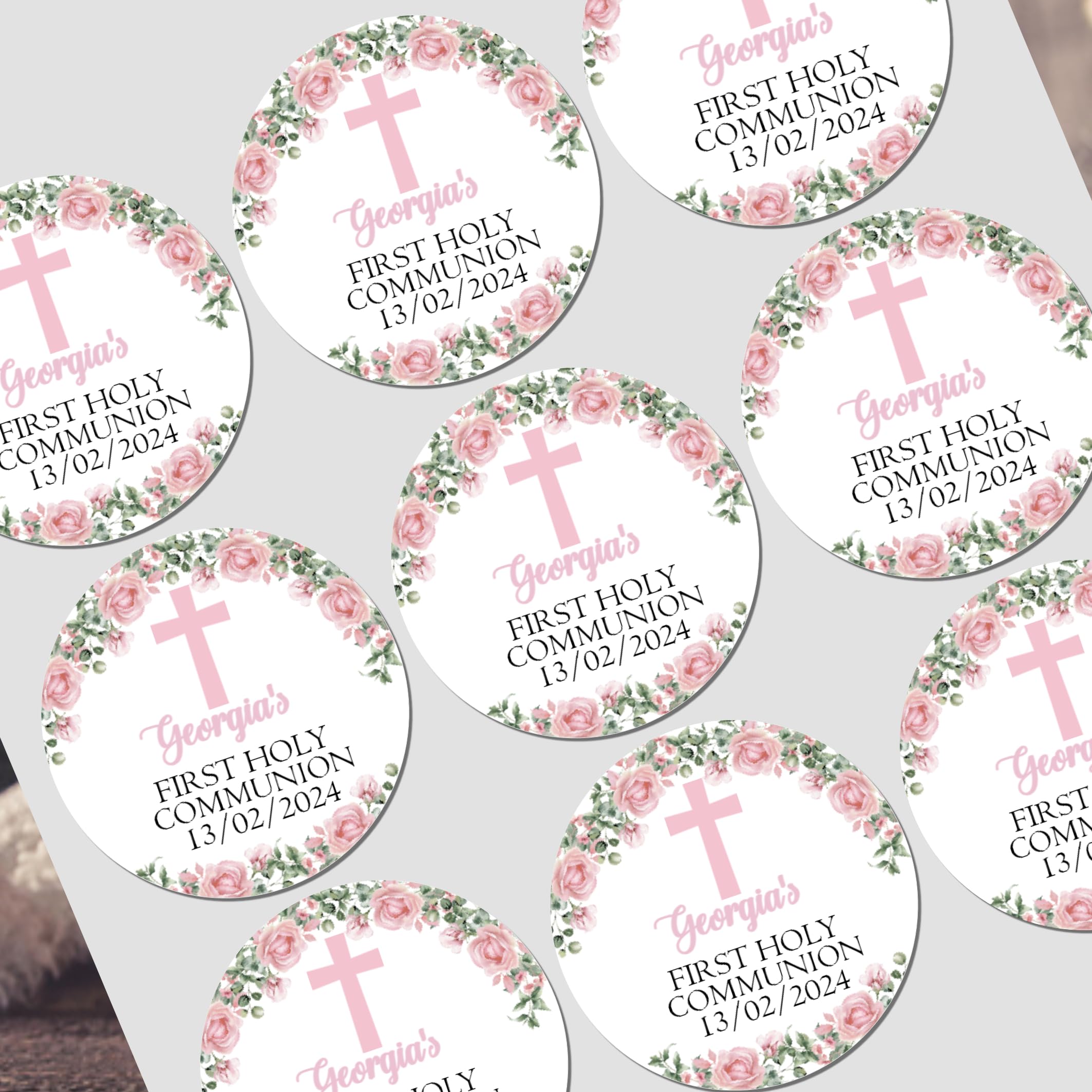 Five Star Party Supplies White Personalised First Holy Communion Party Stickers, Labels For Favours