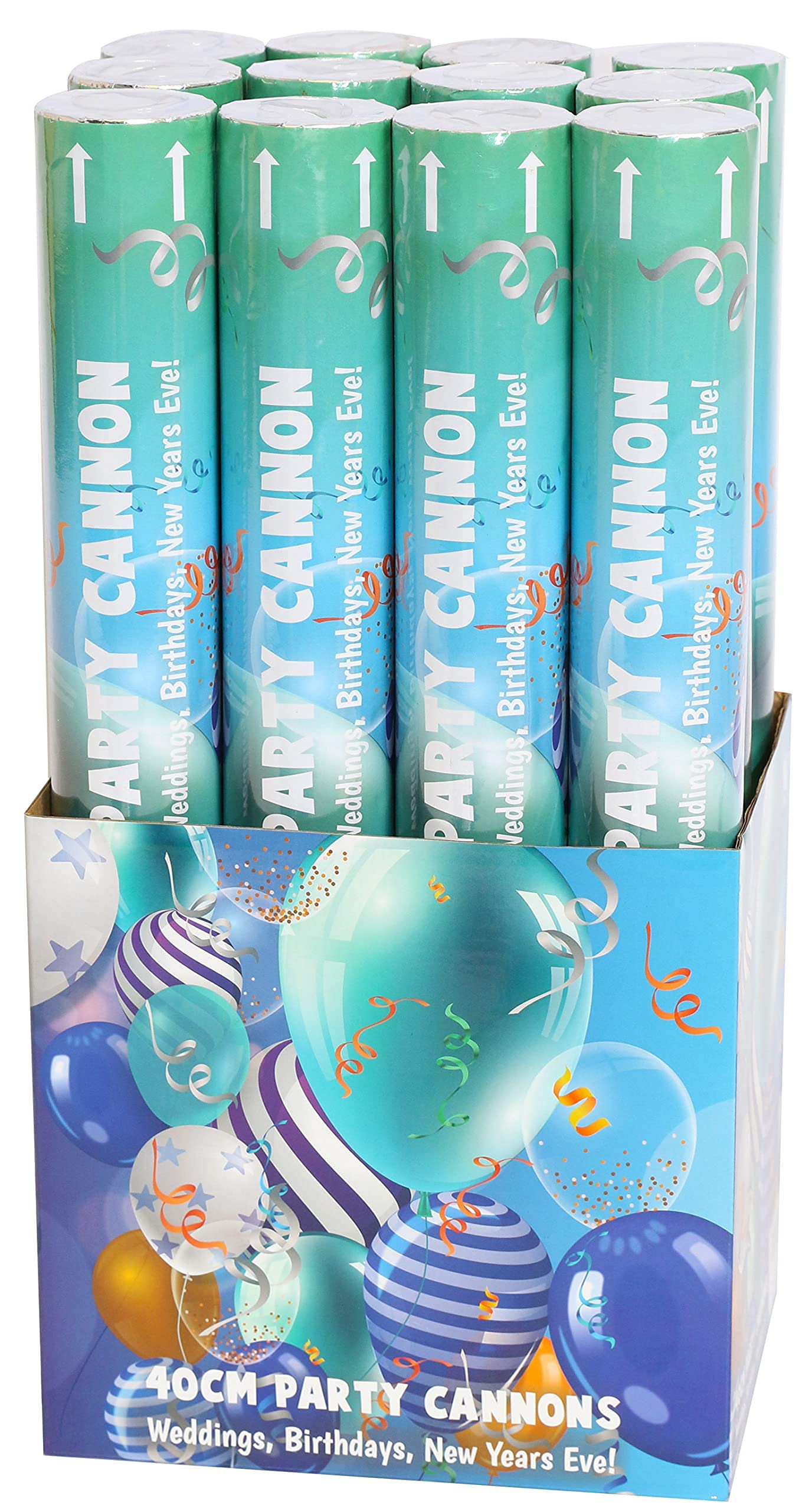 mumdadandbaby - Confetti Shooter Party Cannon - Pack of 6 - Biodegradable Silver/Gold/White Paper - No Explosive, Uses Compressed Air (50cm Long, Gold)