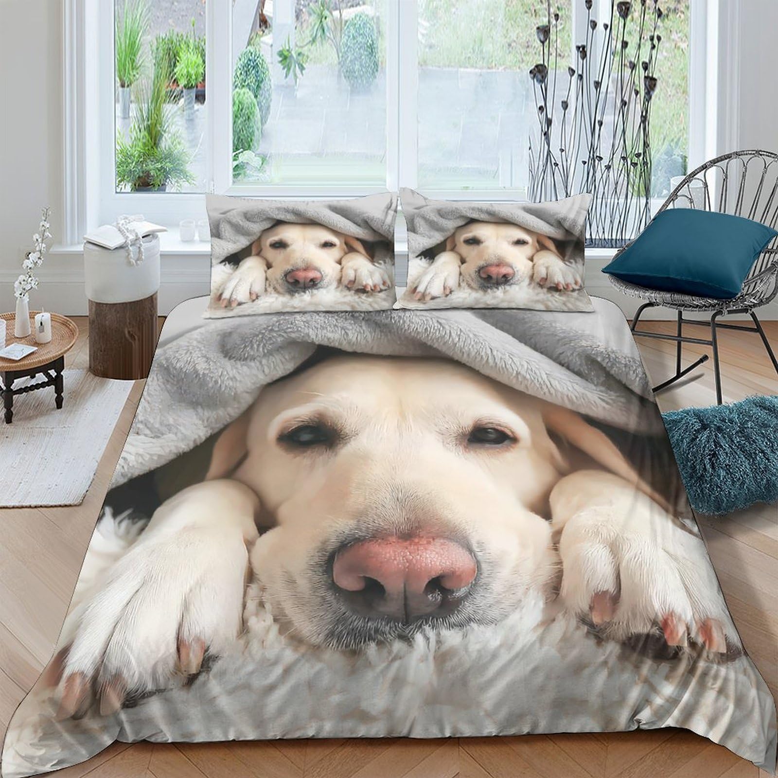 Ctjqhvkz Style-8 3D Printed Dog Lying Fitted Sheet Microfiber Soft Breathable Animal Pattern Bed Cover For Bedroom Dorm Decor Single（135X200cm）