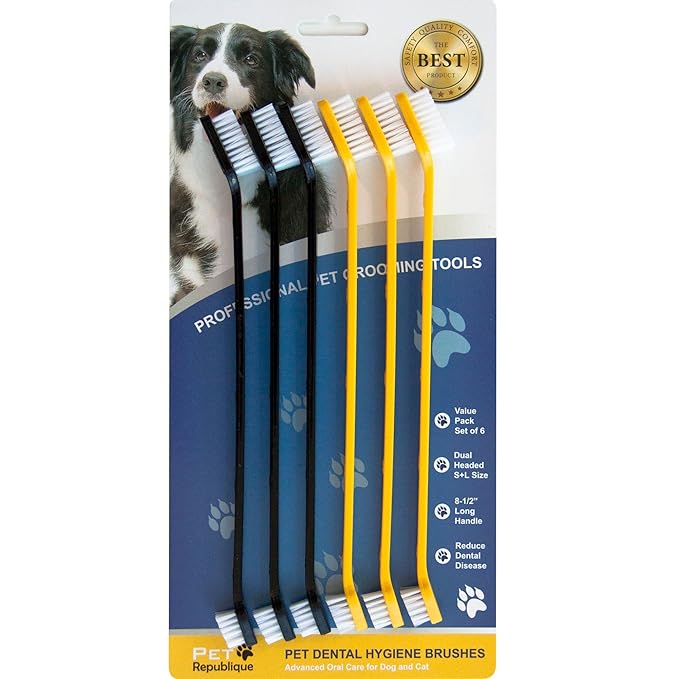 Pet Republique Dog Toothbrush Set of 6 Dual Headed