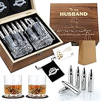 Vista 12 de Regalos de Whisky para Hombres - Juego de Regalo de Piedras de Whisky y Vasos - Piedras de Granito Enfriadoras Rocas de Whisky - Caja de Regalo