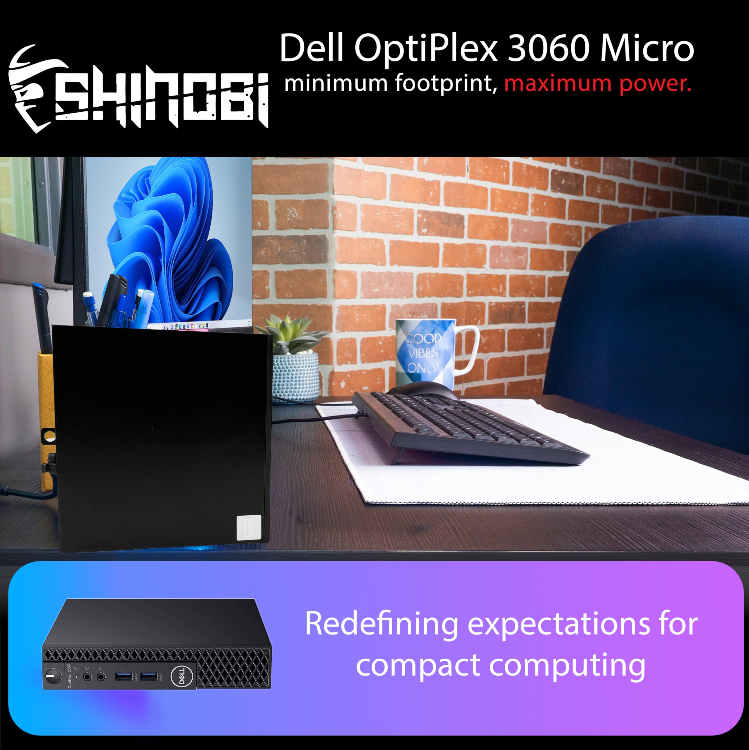Dell Optiplex 3060 Micro PC I3-8100T 8Go RAM 256Go SSD Win11 Pro WiFi